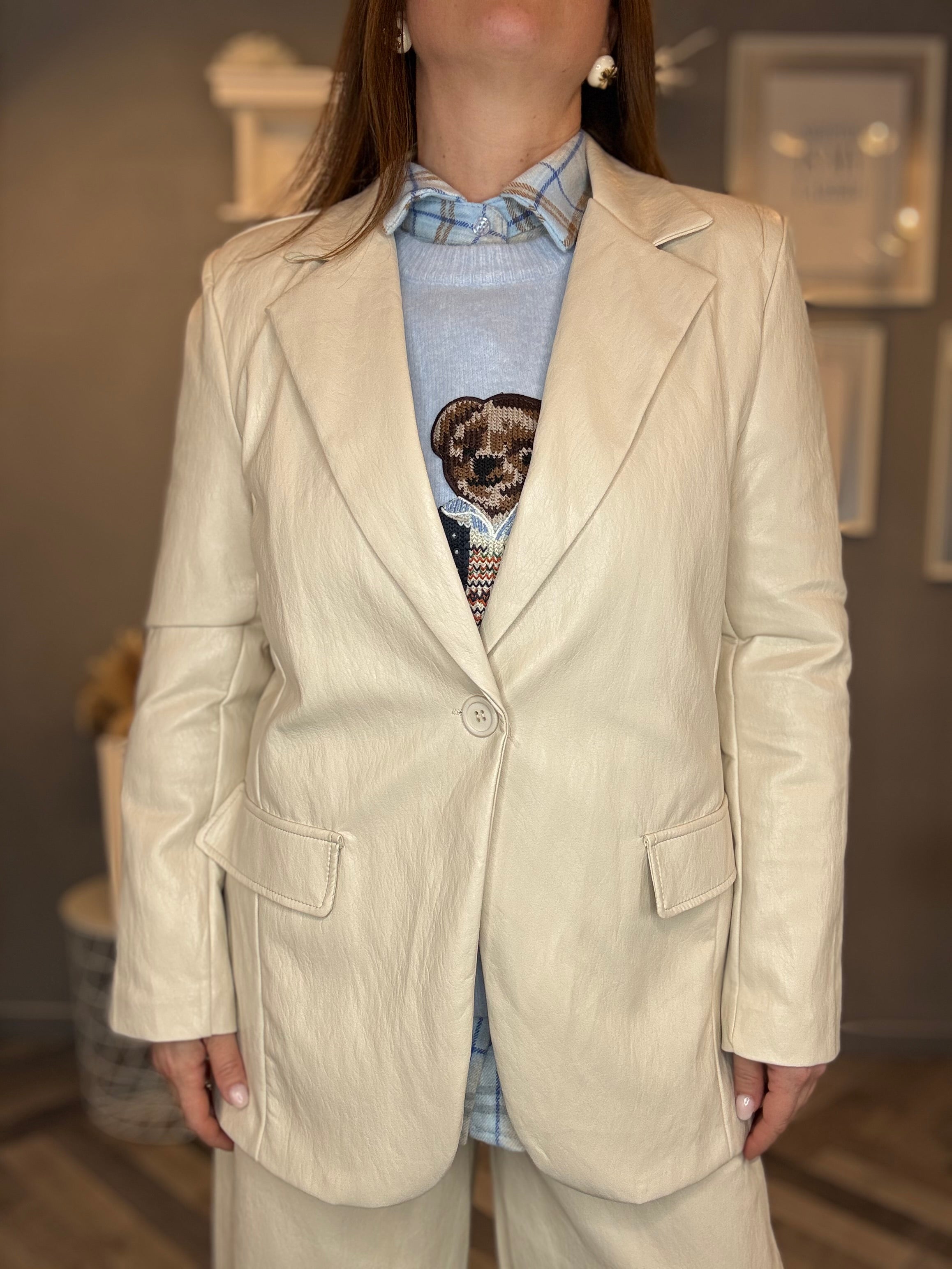 Blazer ecopelle burro