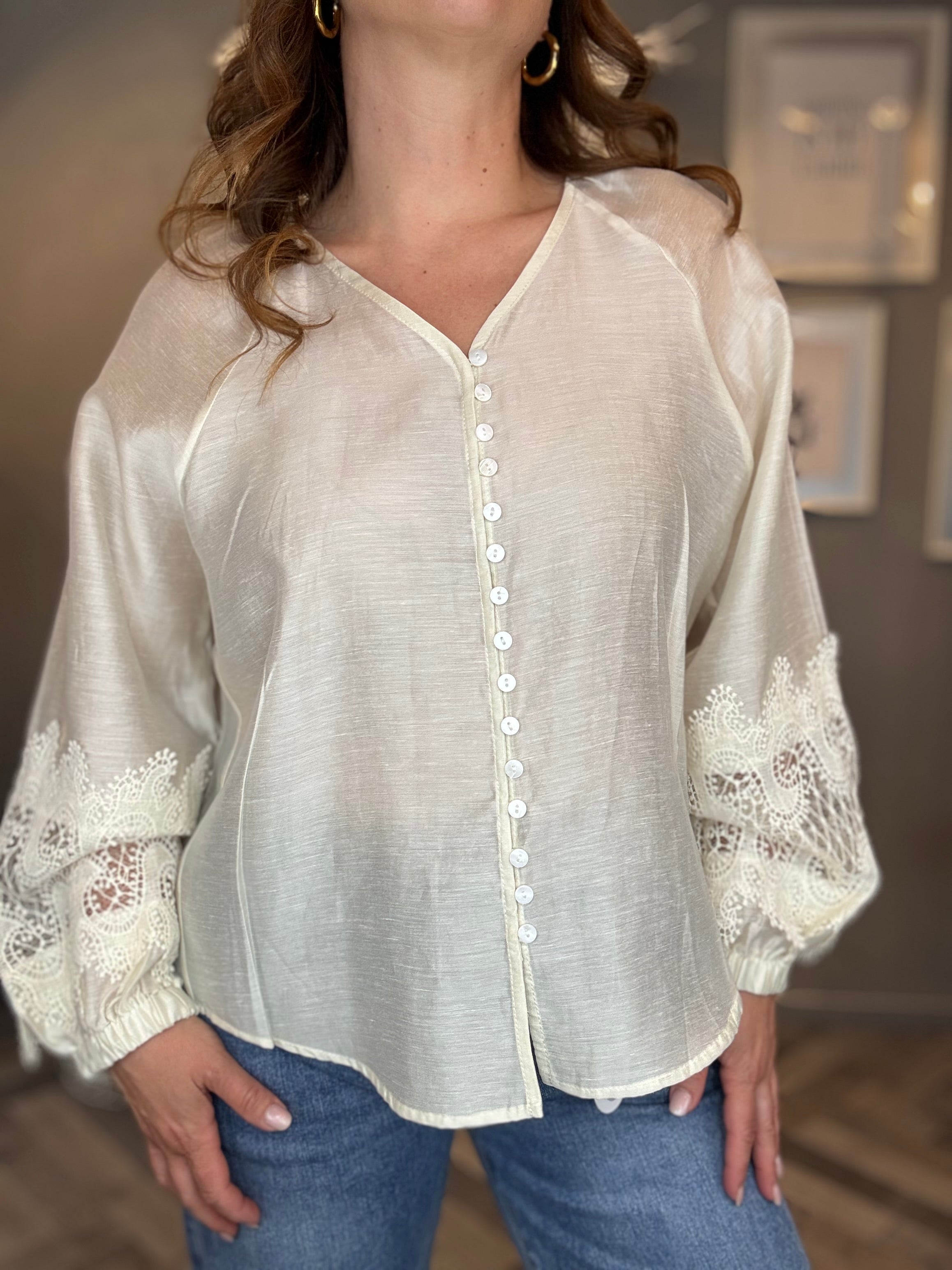 Blusa pizzo soft panna
