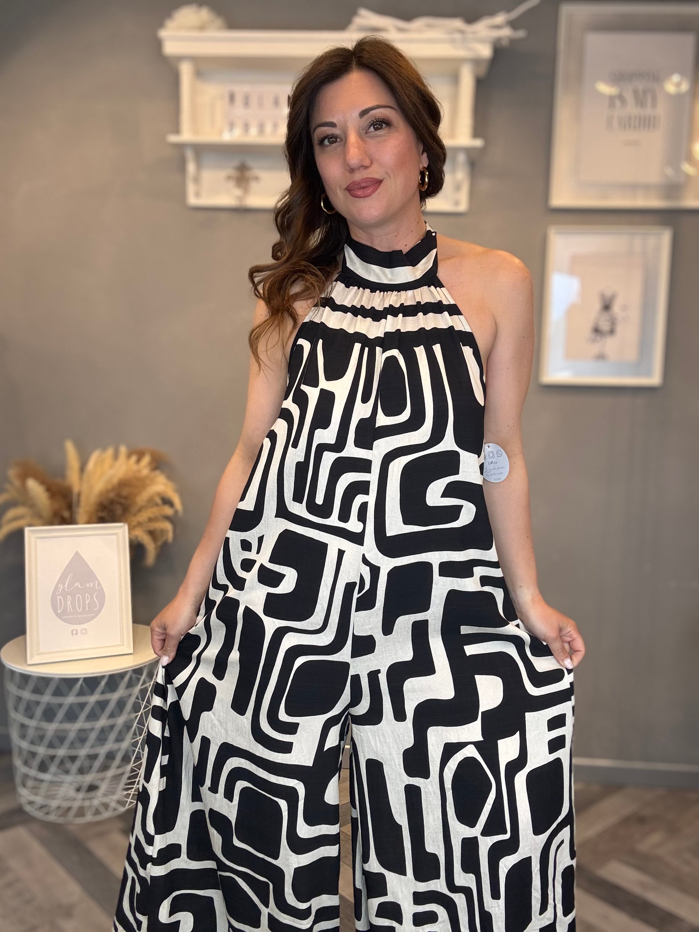 Tuta palazzo fantasia etnica nera