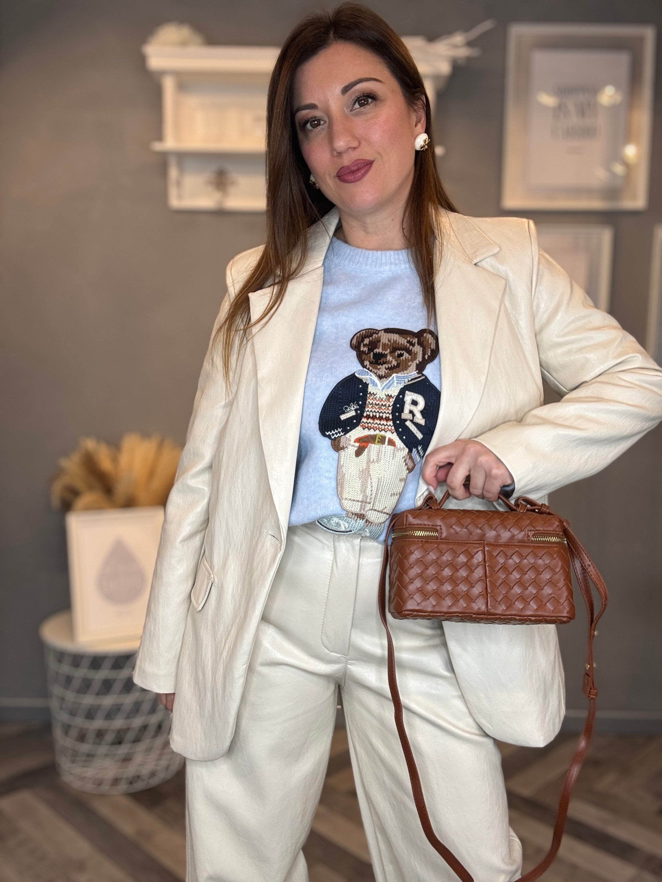 Maglione Teddy celeste