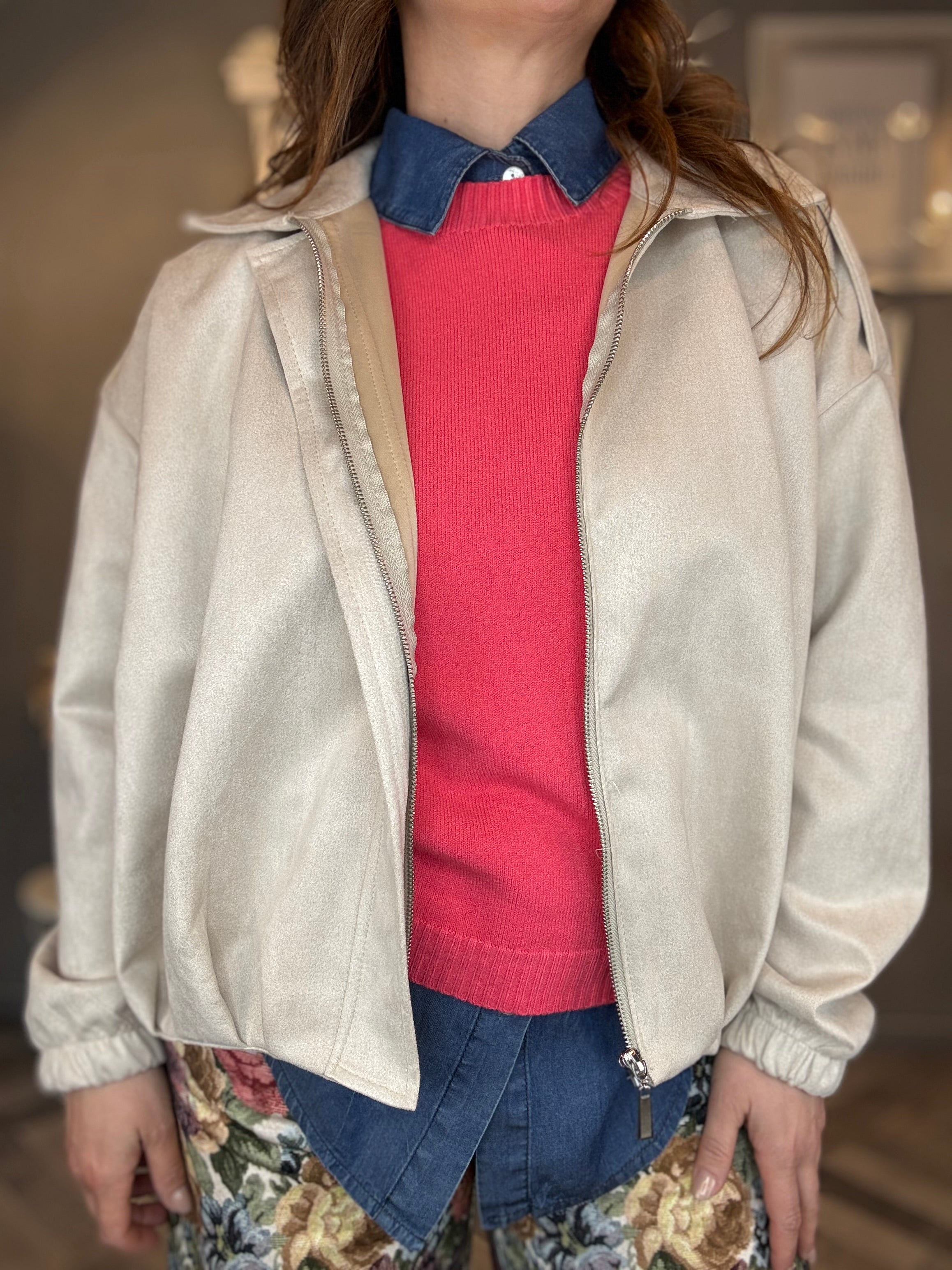Bomber eco suede sabbia