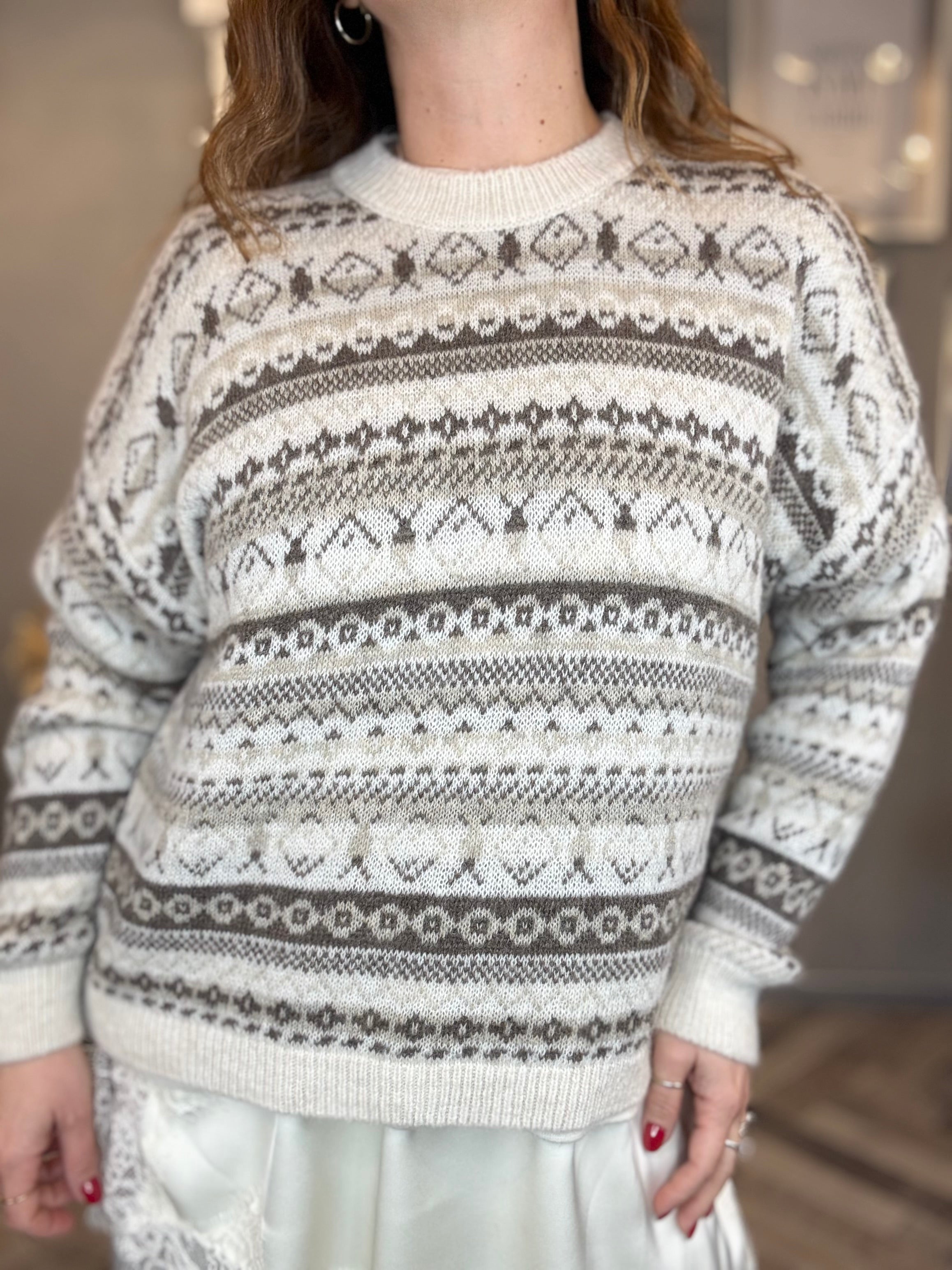 Maglione Jacquard panna