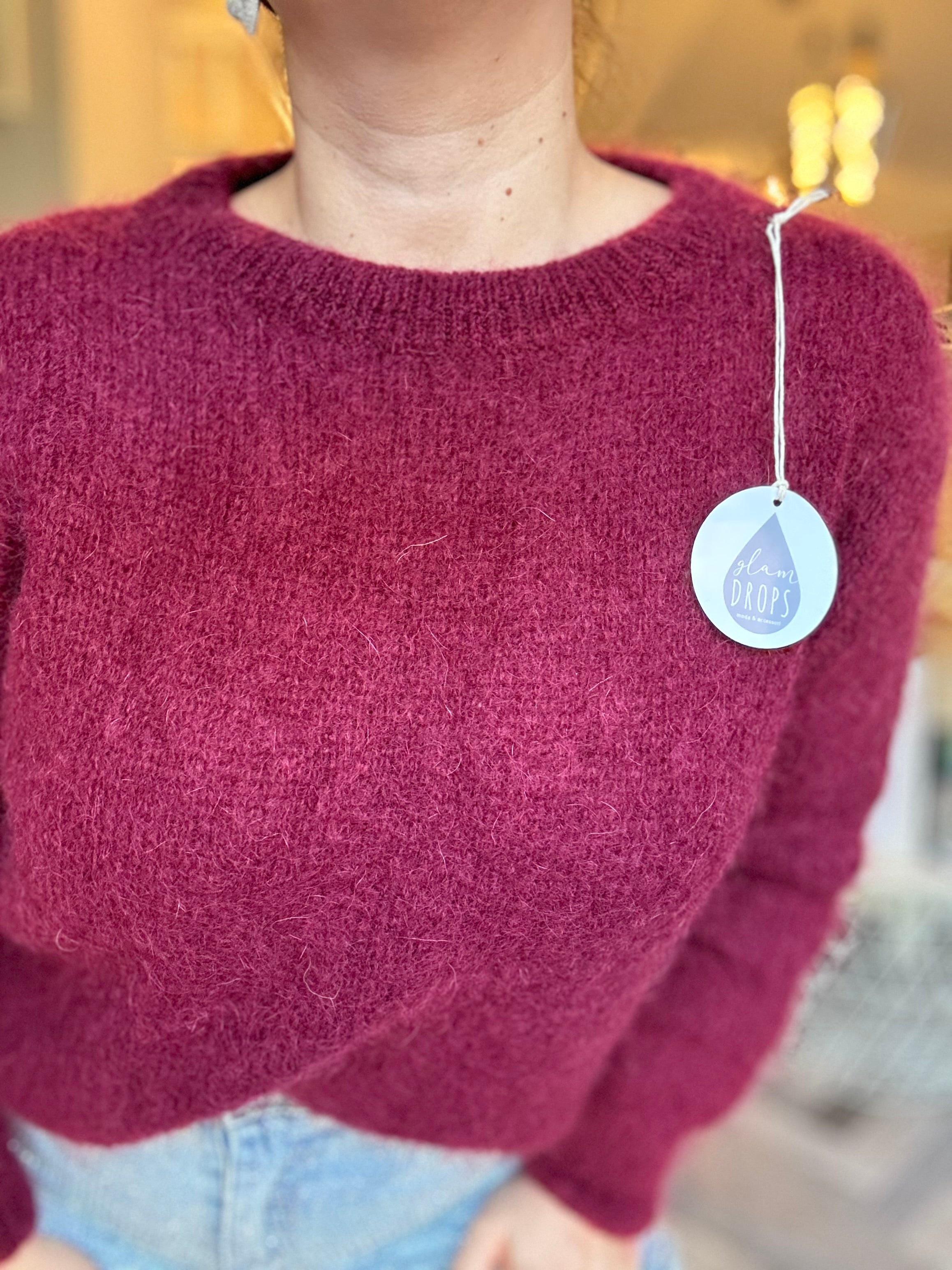 Maglione in mohair con fiocco decorativo sul retro