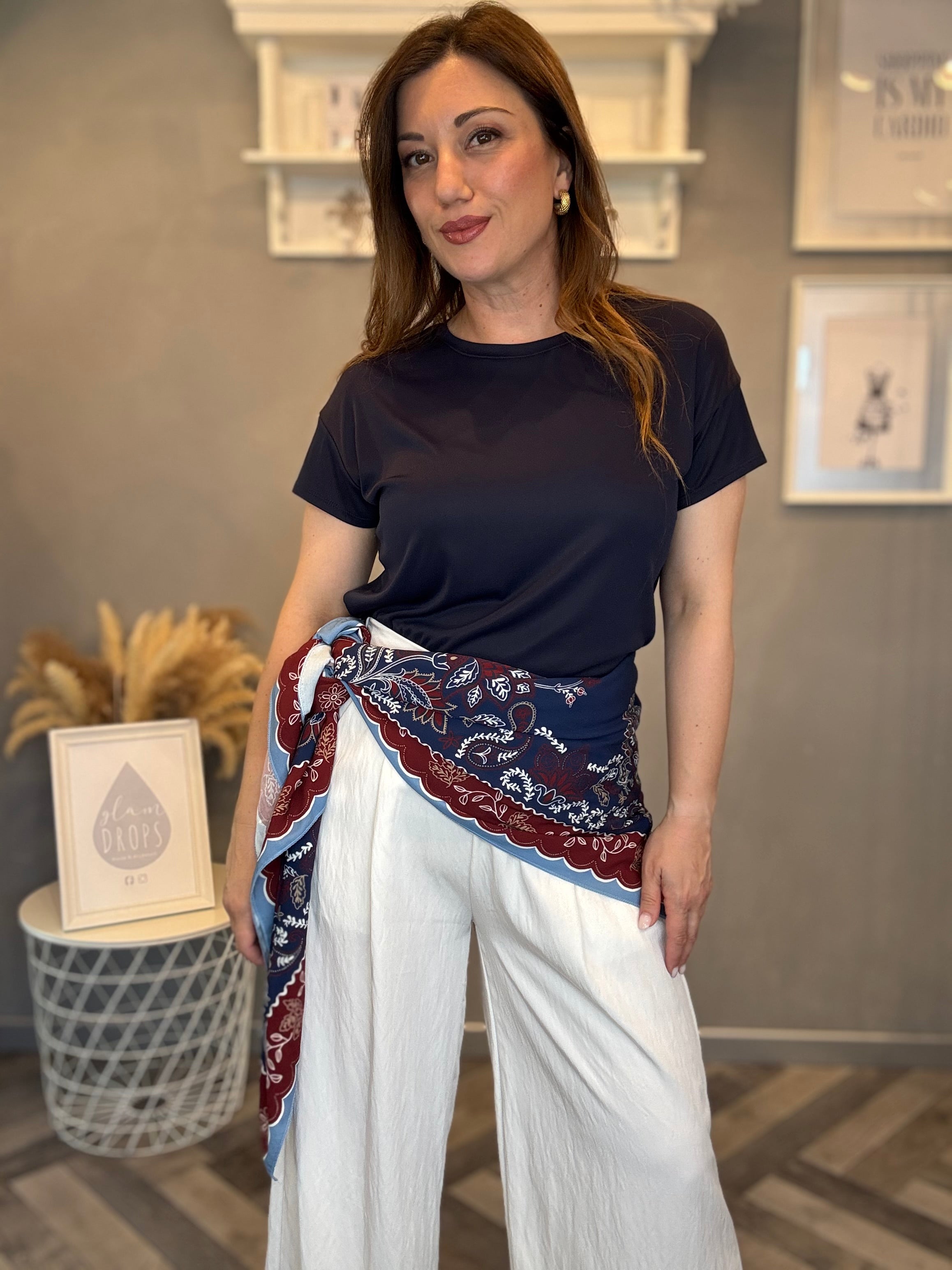 T-shirt basic modal blu