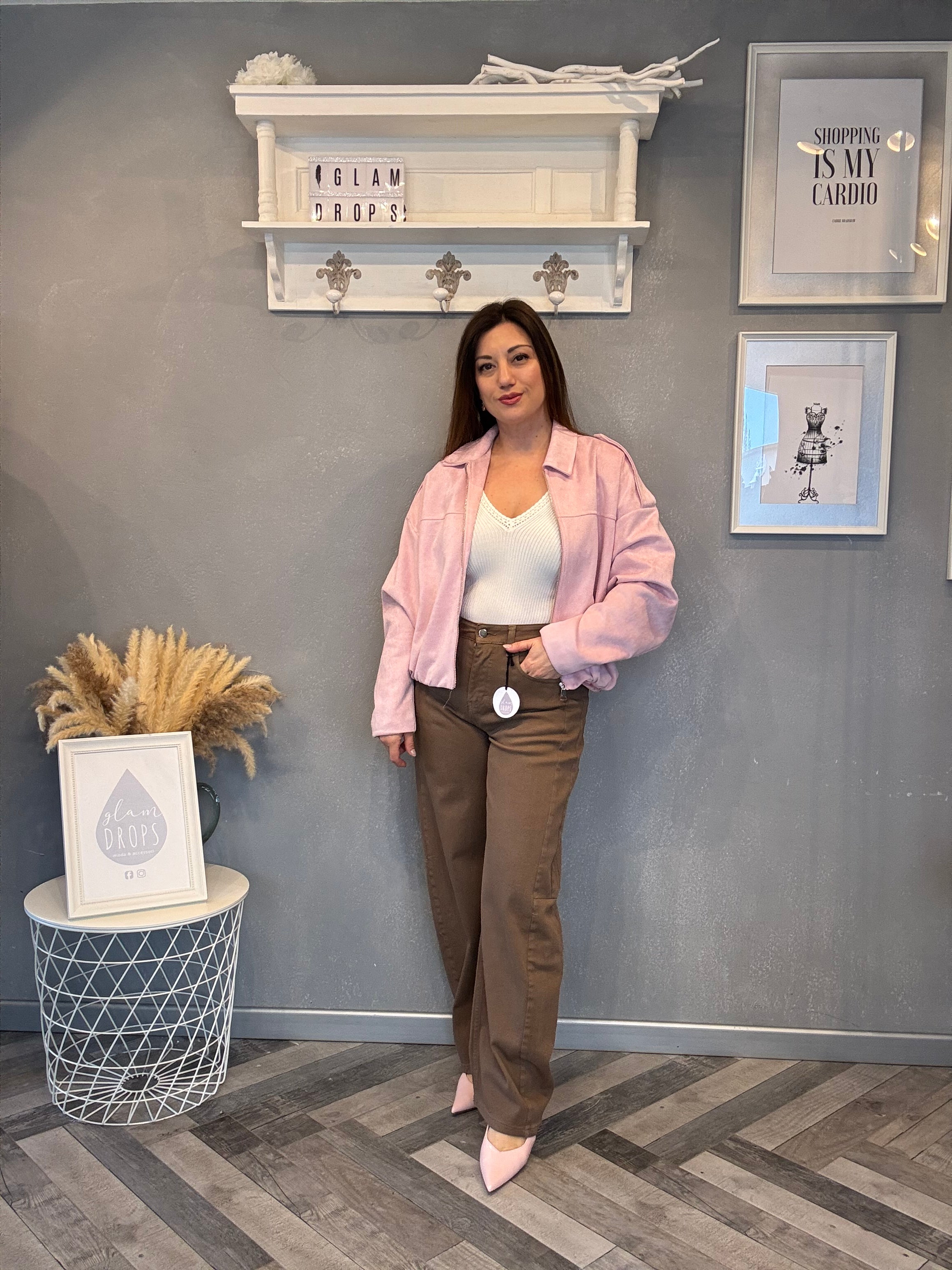 Jeans barrel tortora