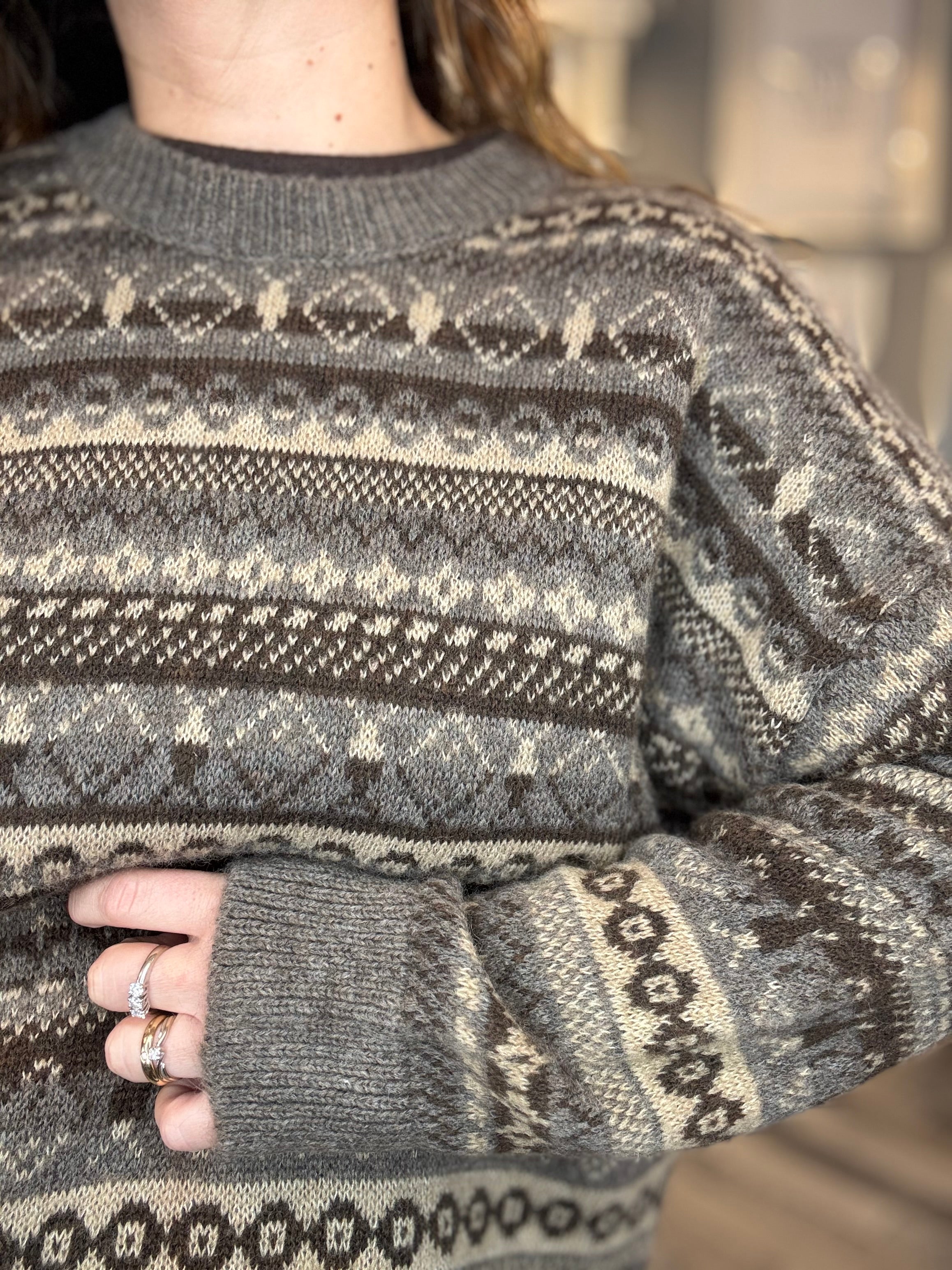 Maglione Jacquard fango