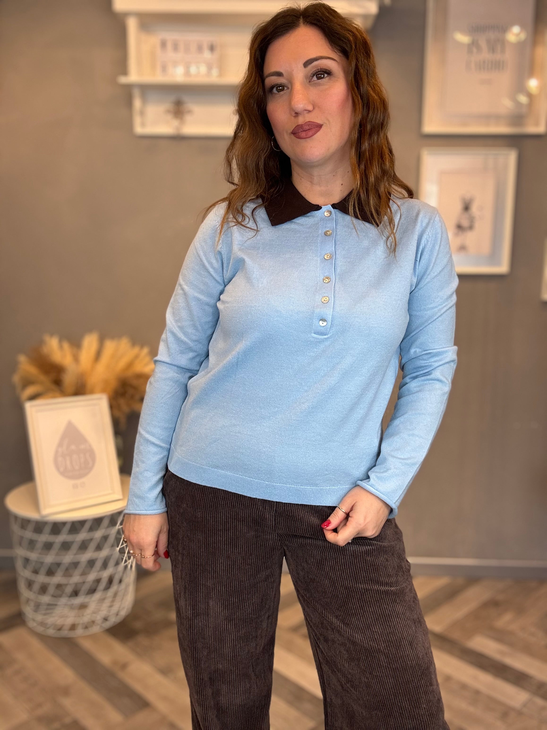 Maglia polo con colletto a contrasto