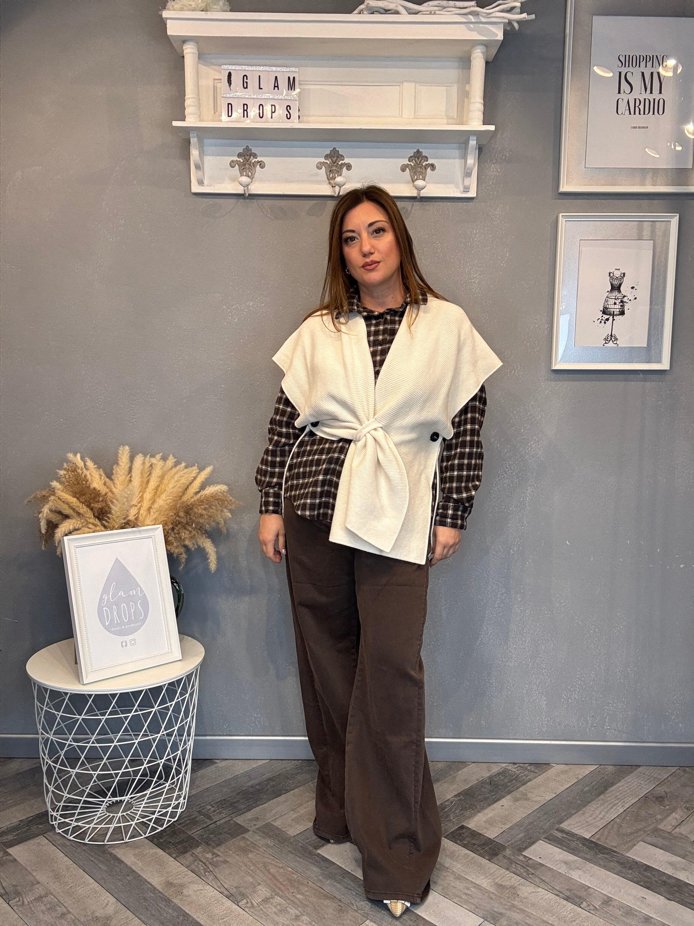 Gilet in maglia multiuso panna