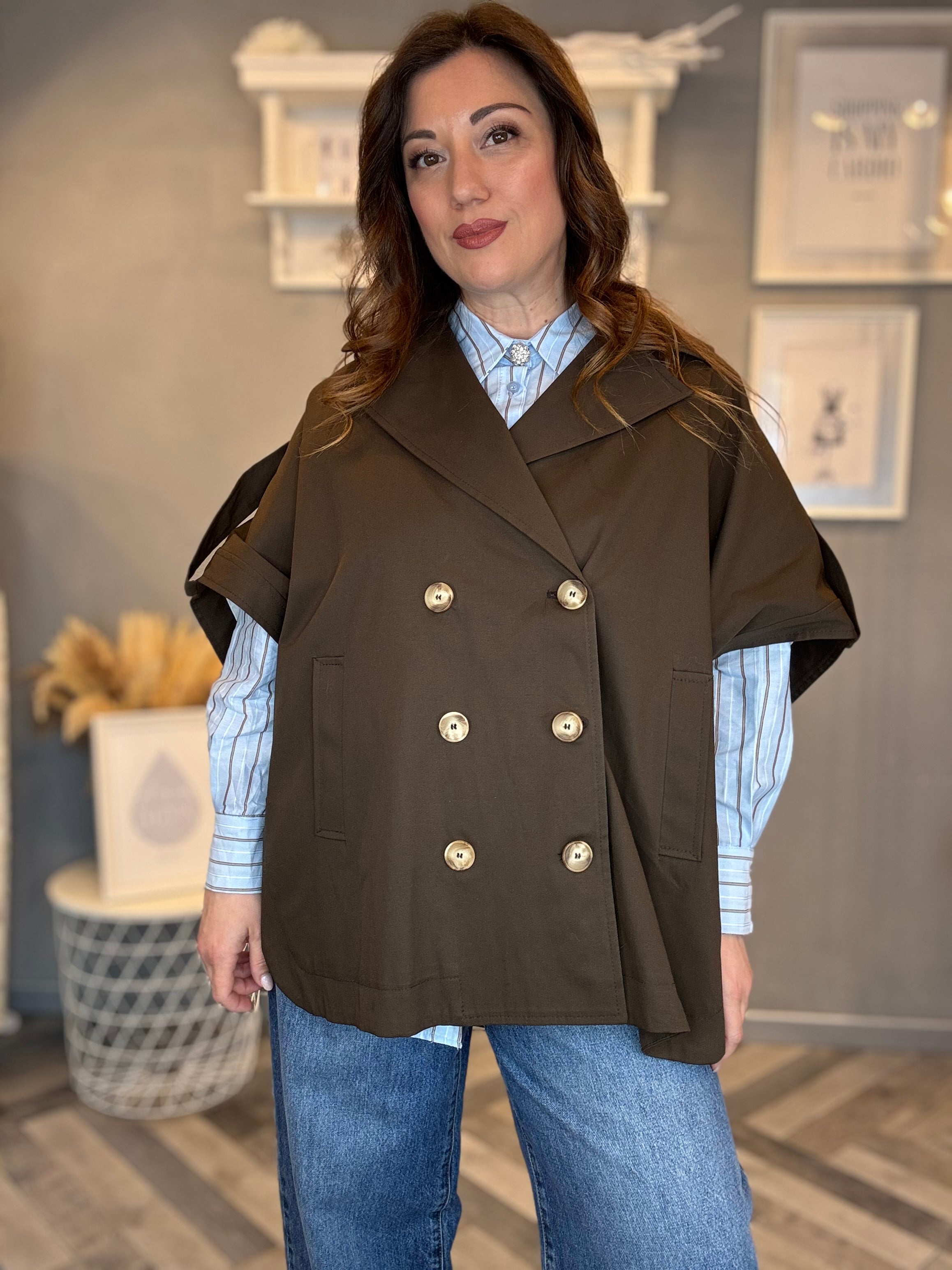 Trench smanicato gilet moro