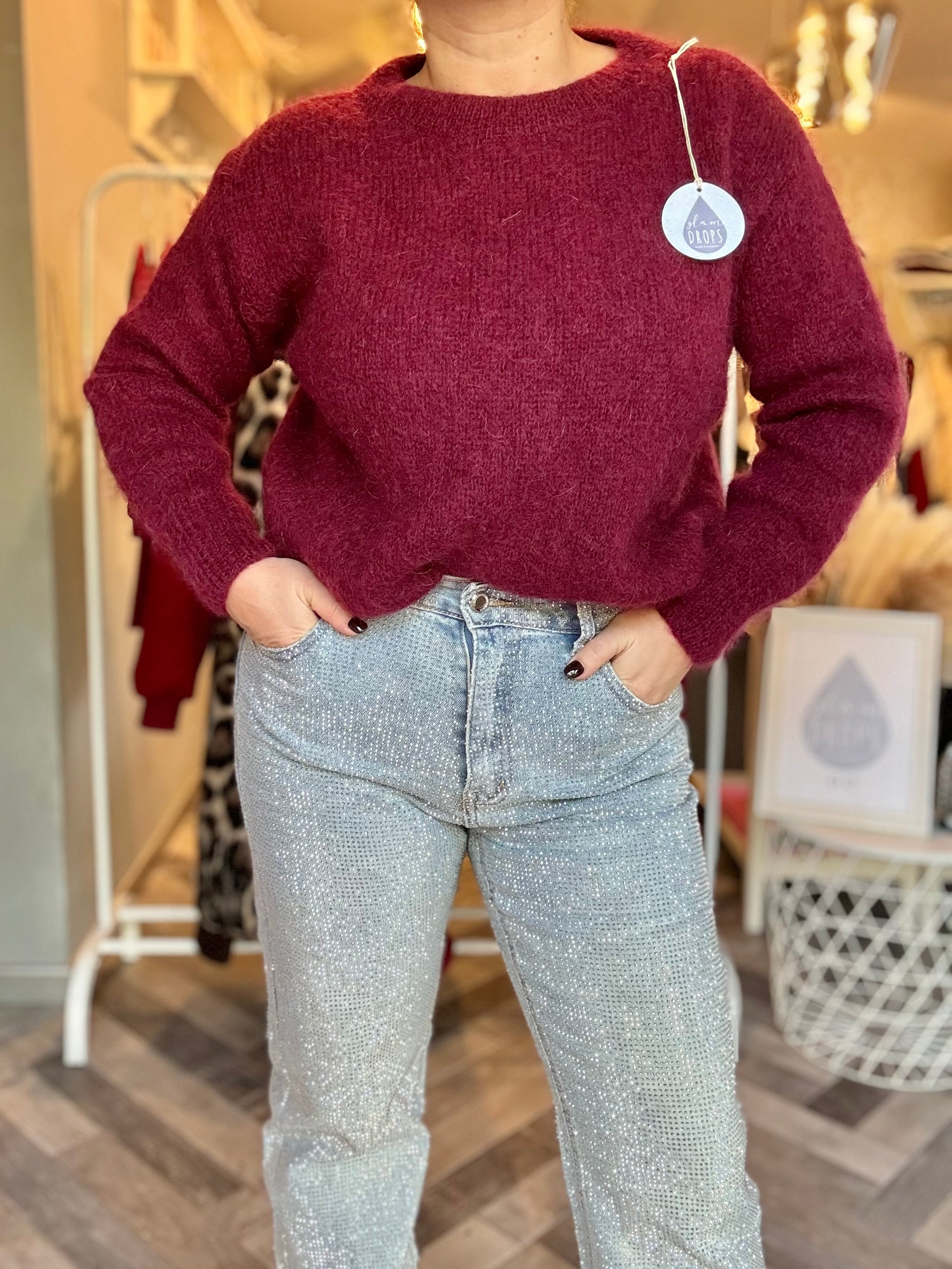 Maglione in mohair con fiocco decorativo sul retro