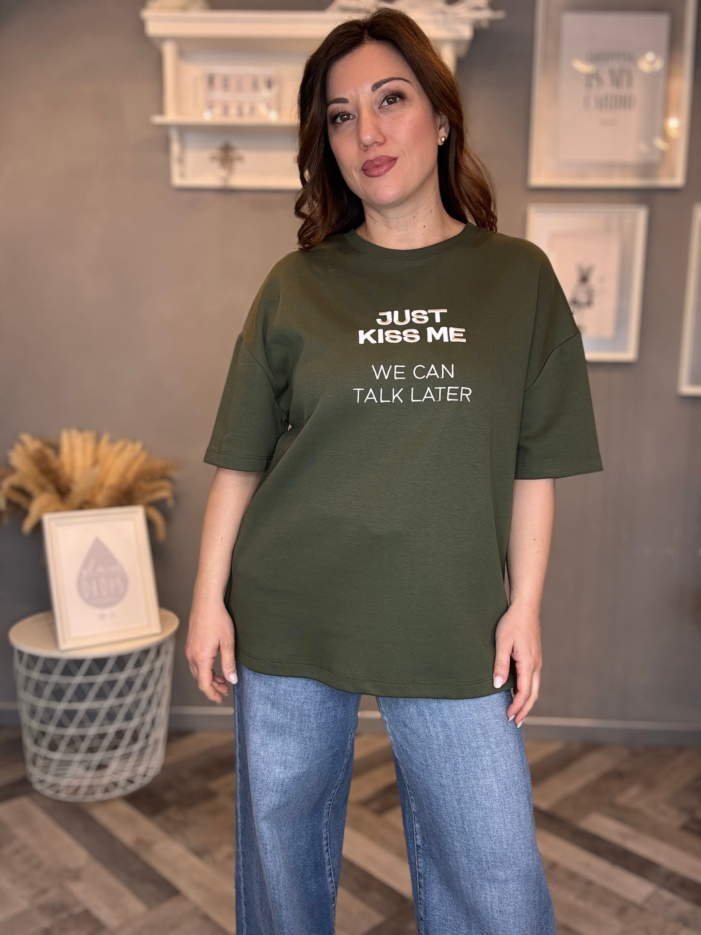 Lumina t-shirt Just kiss me verde militare