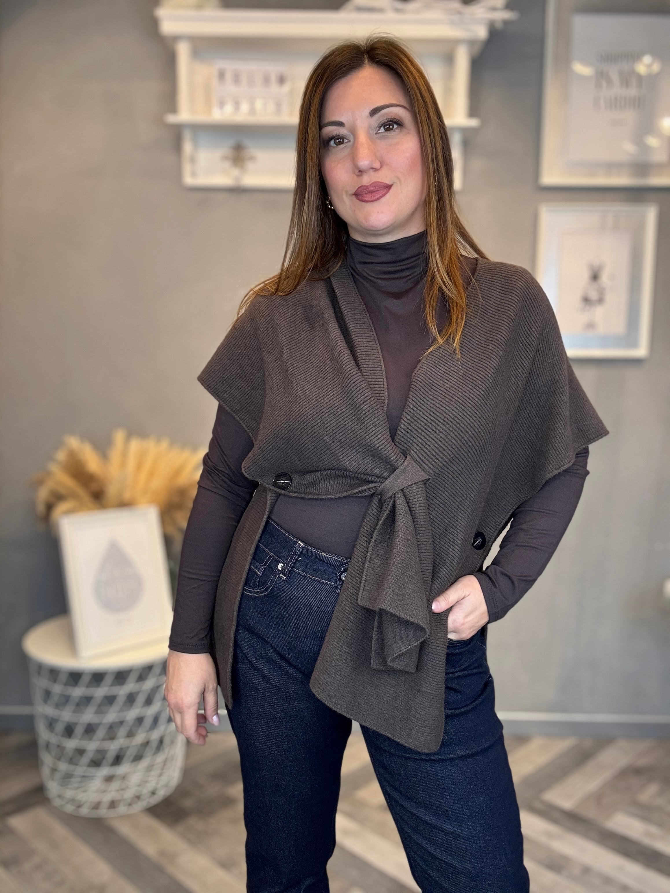 Gilet in maglia multiuso moro