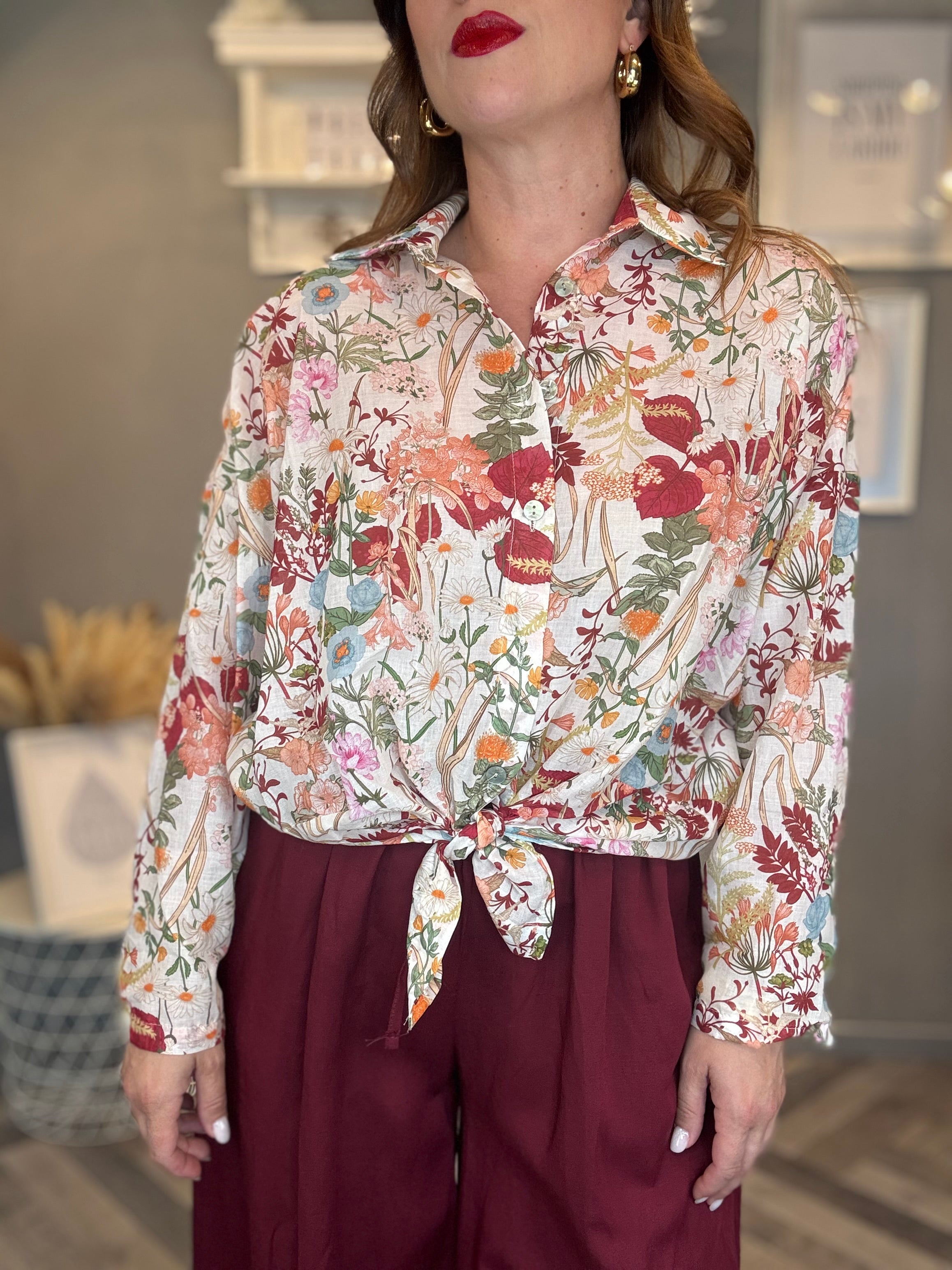 Camicia Burgundy Flower