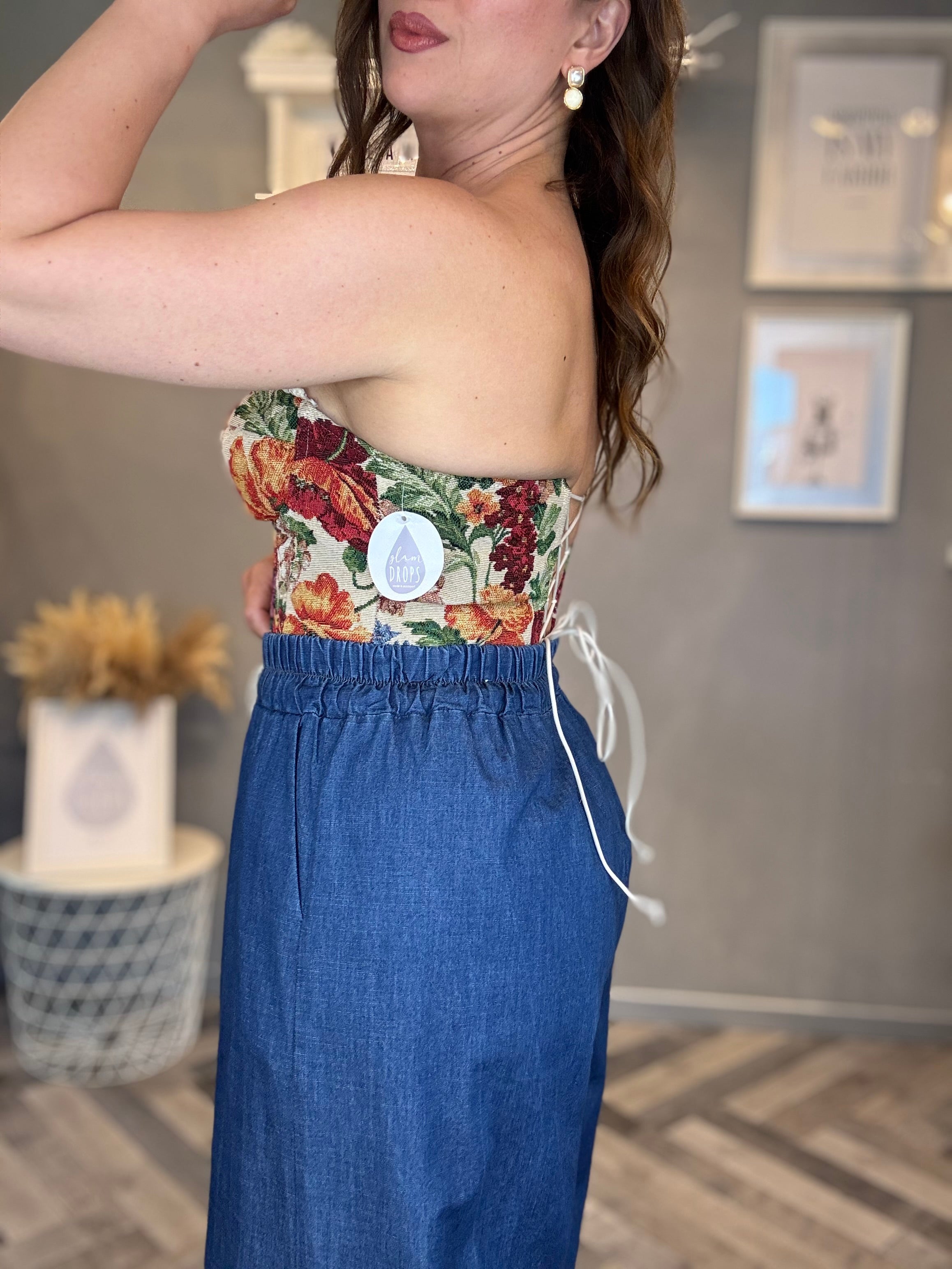 Jeans palazzo corda oro