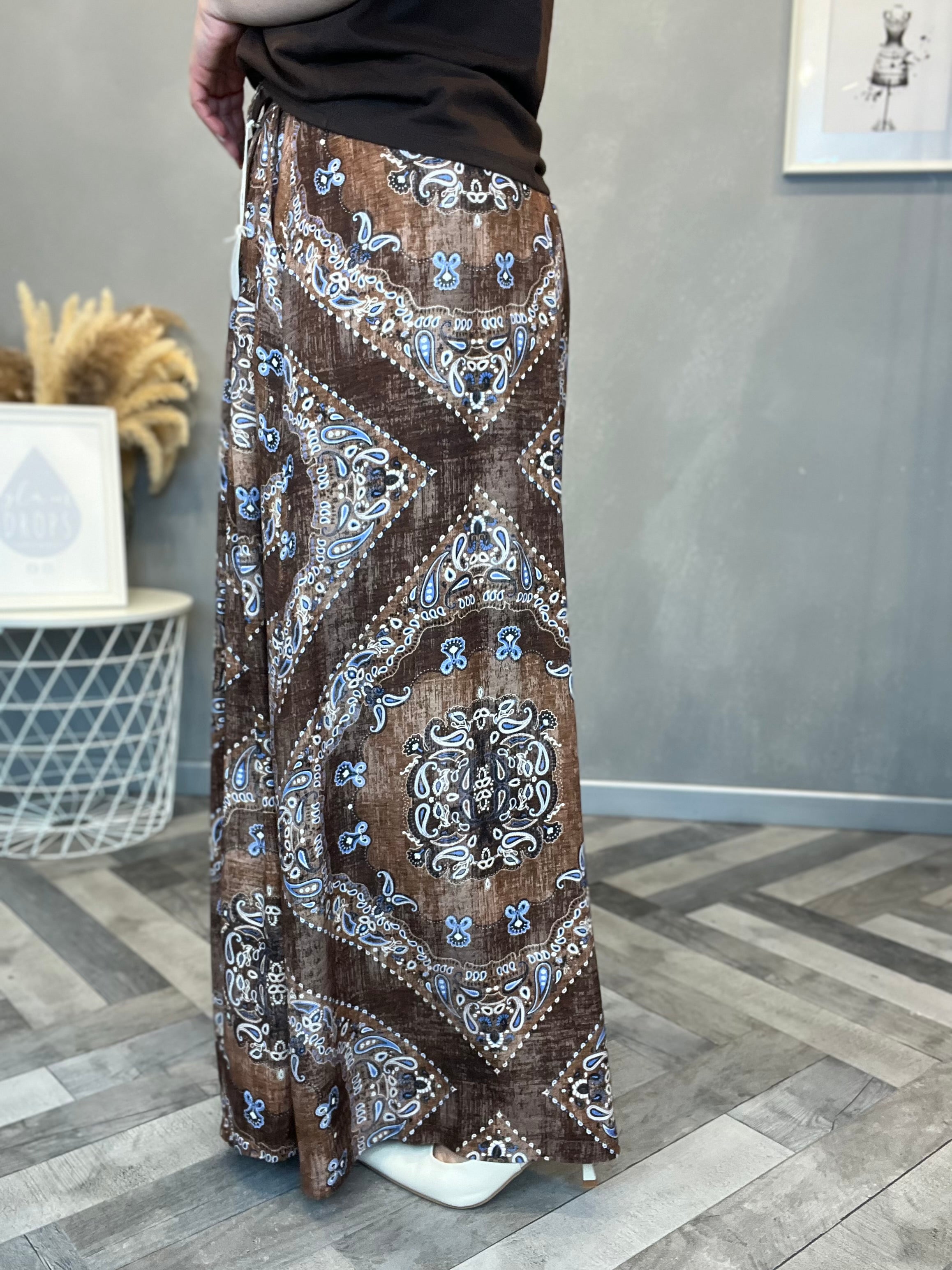 Gonna pantalone cioccolato paisley