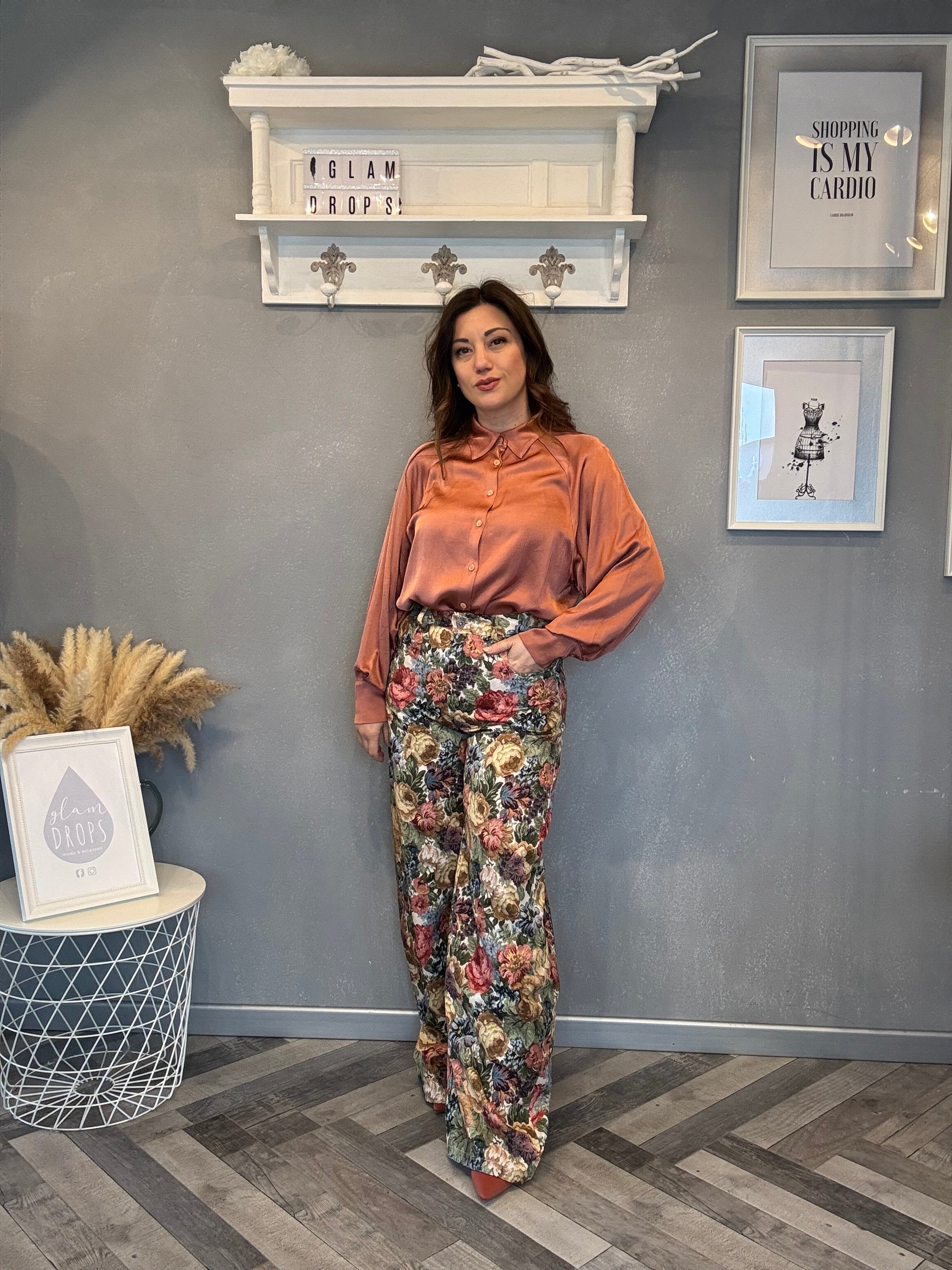 Camicia in satin soft blush