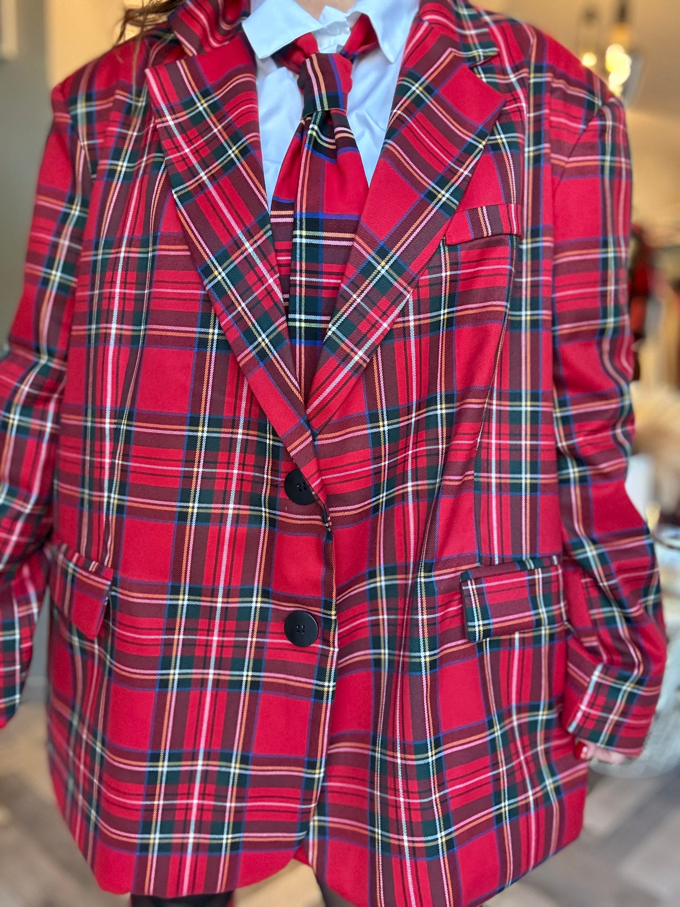 Lumina blazer over tartan