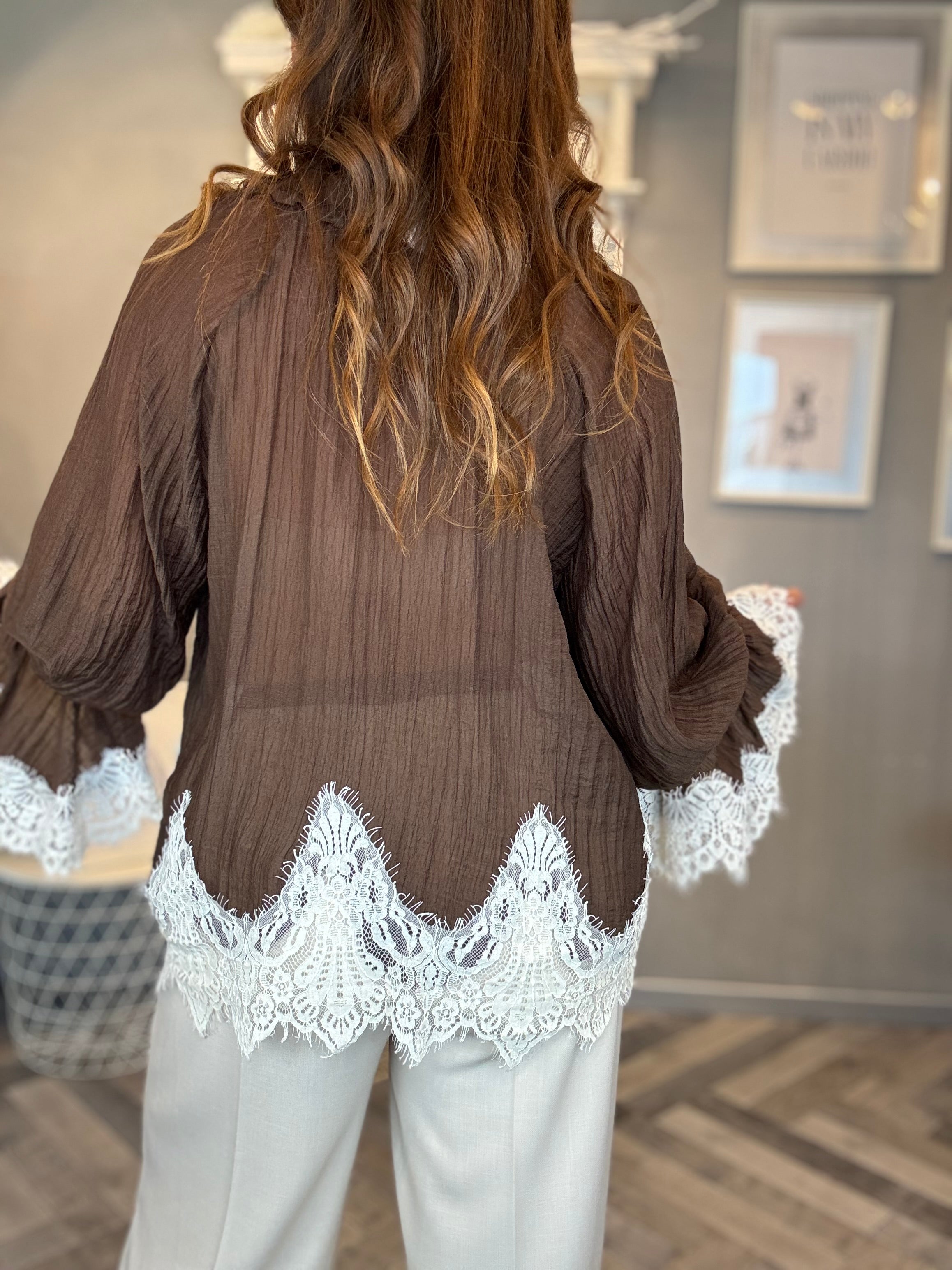 Blusa Romantic lace cioccolato
