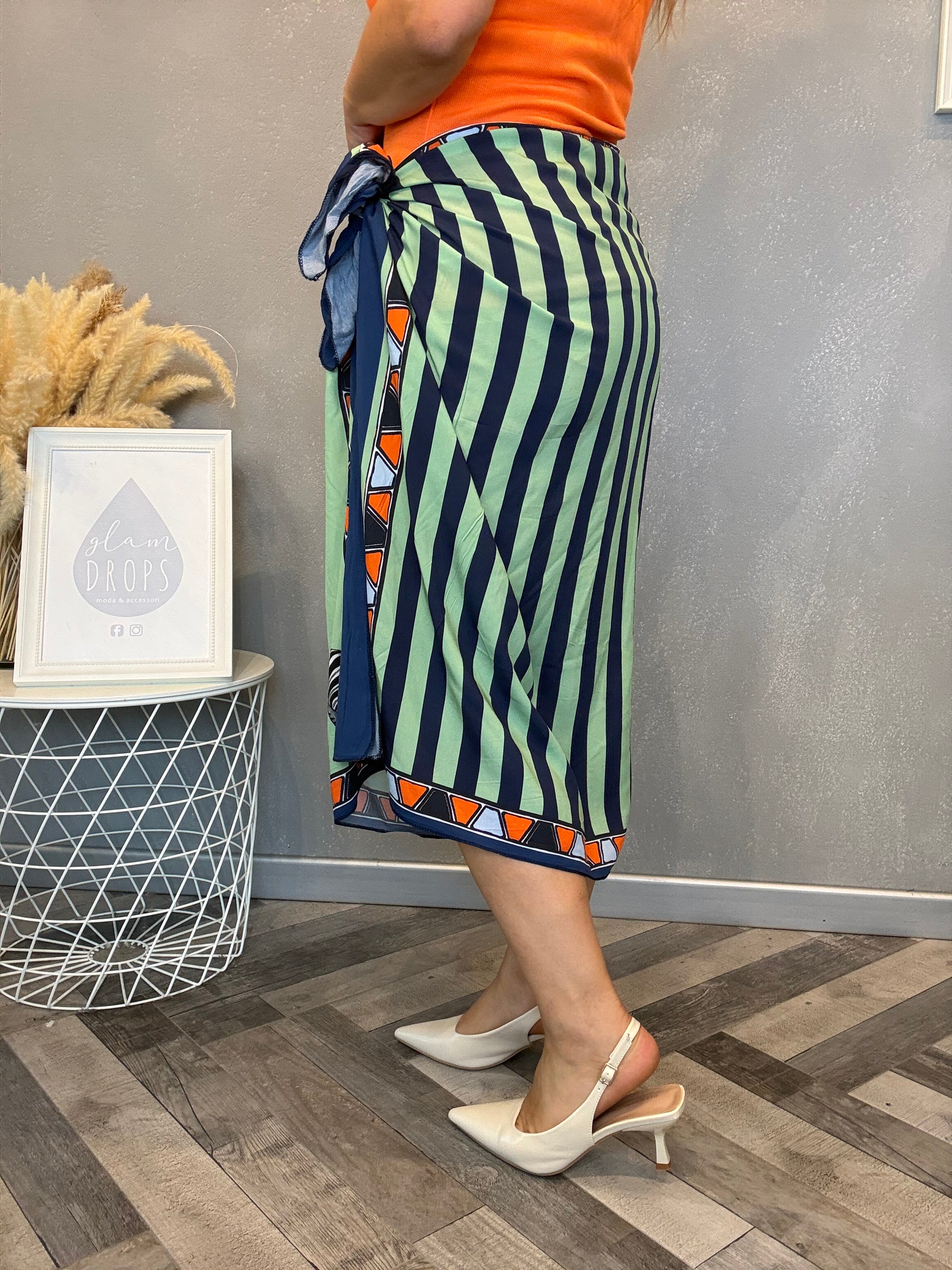 Gonna pareo Isla Bonita midi zebra blu e acqua