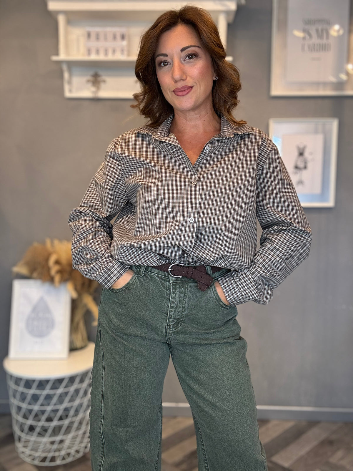 Camicia micro check burro e moro