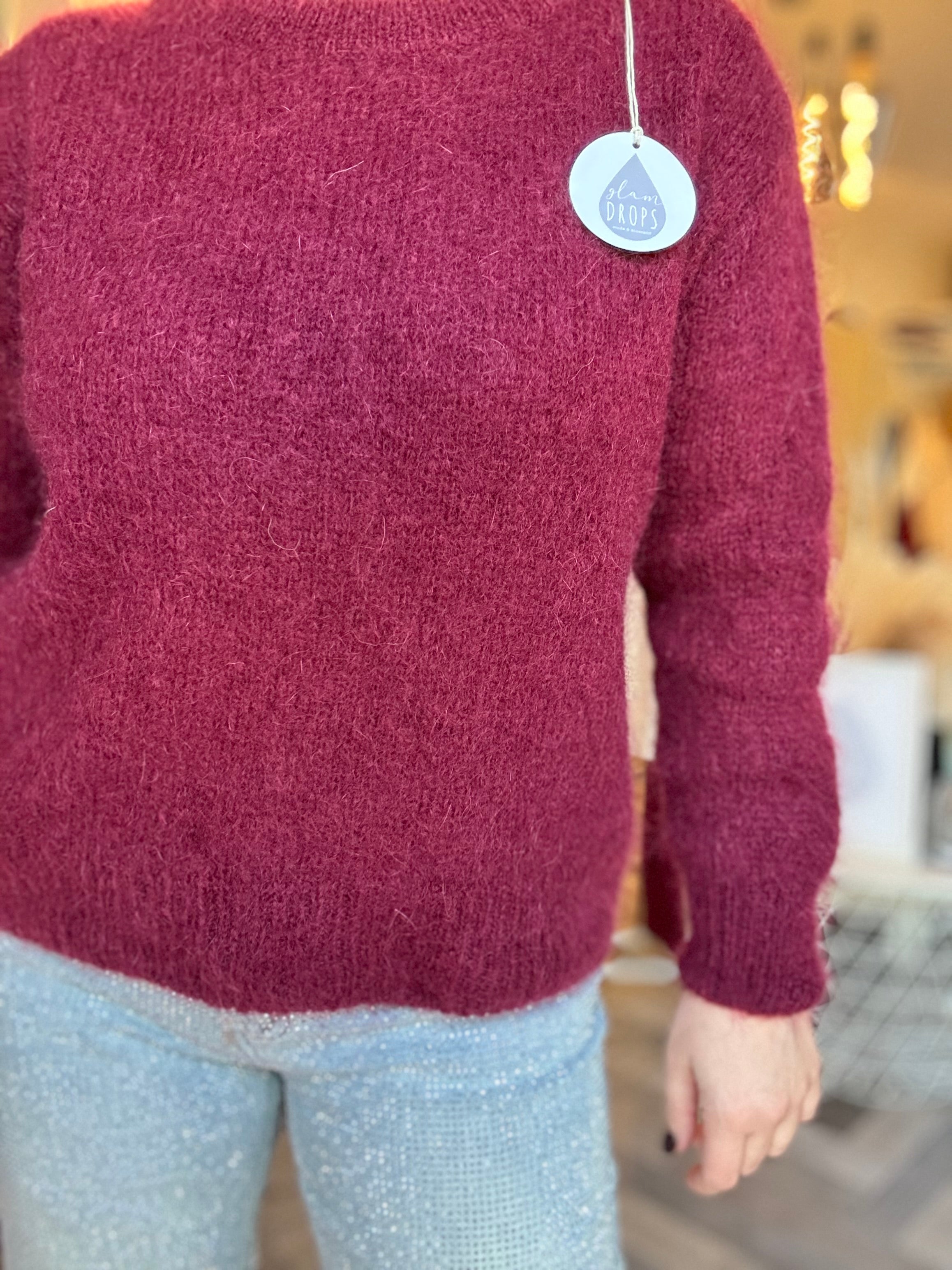 Maglione in mohair con fiocco decorativo sul retro