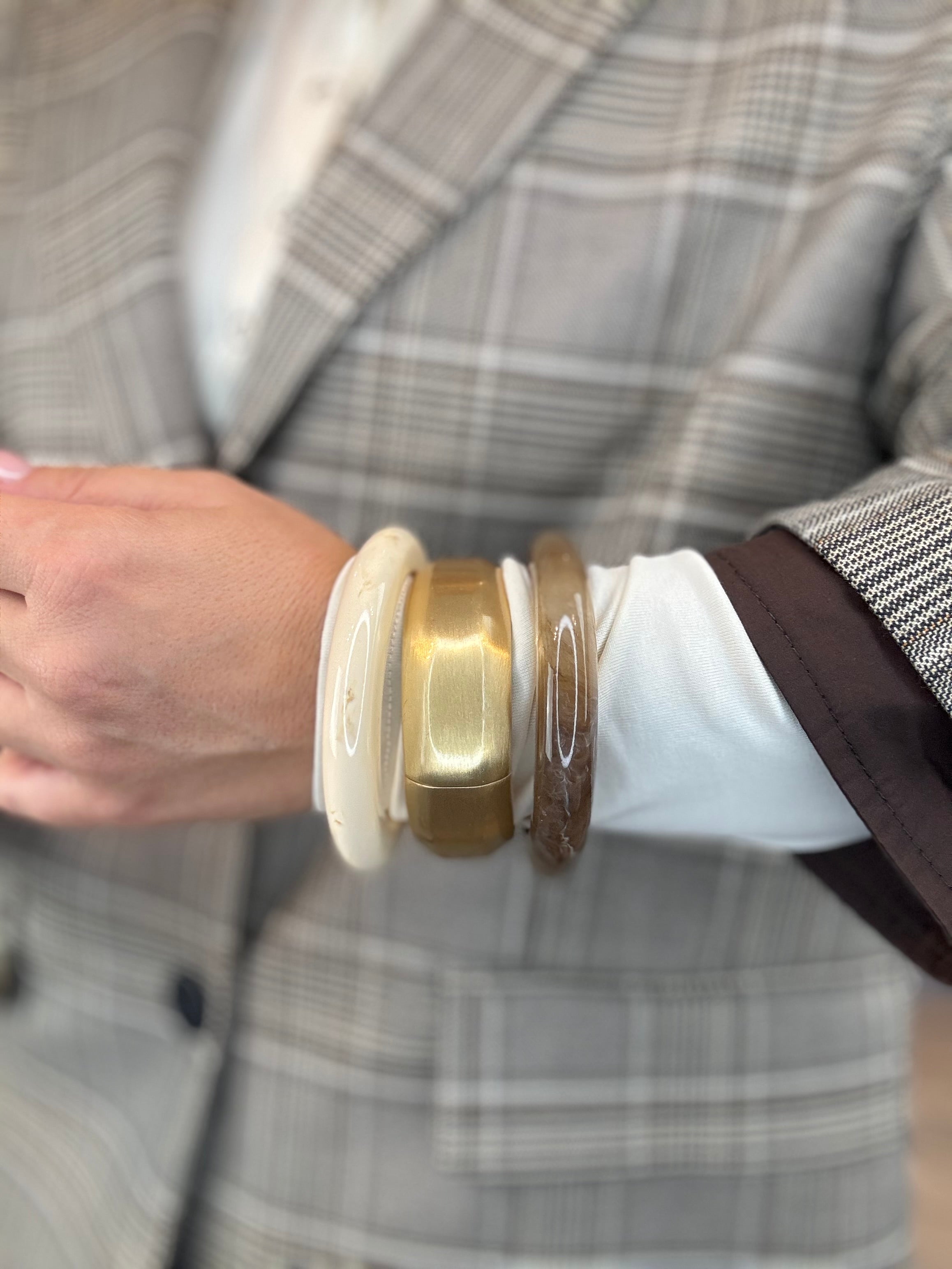 Bracciale resina marmorizzata panna