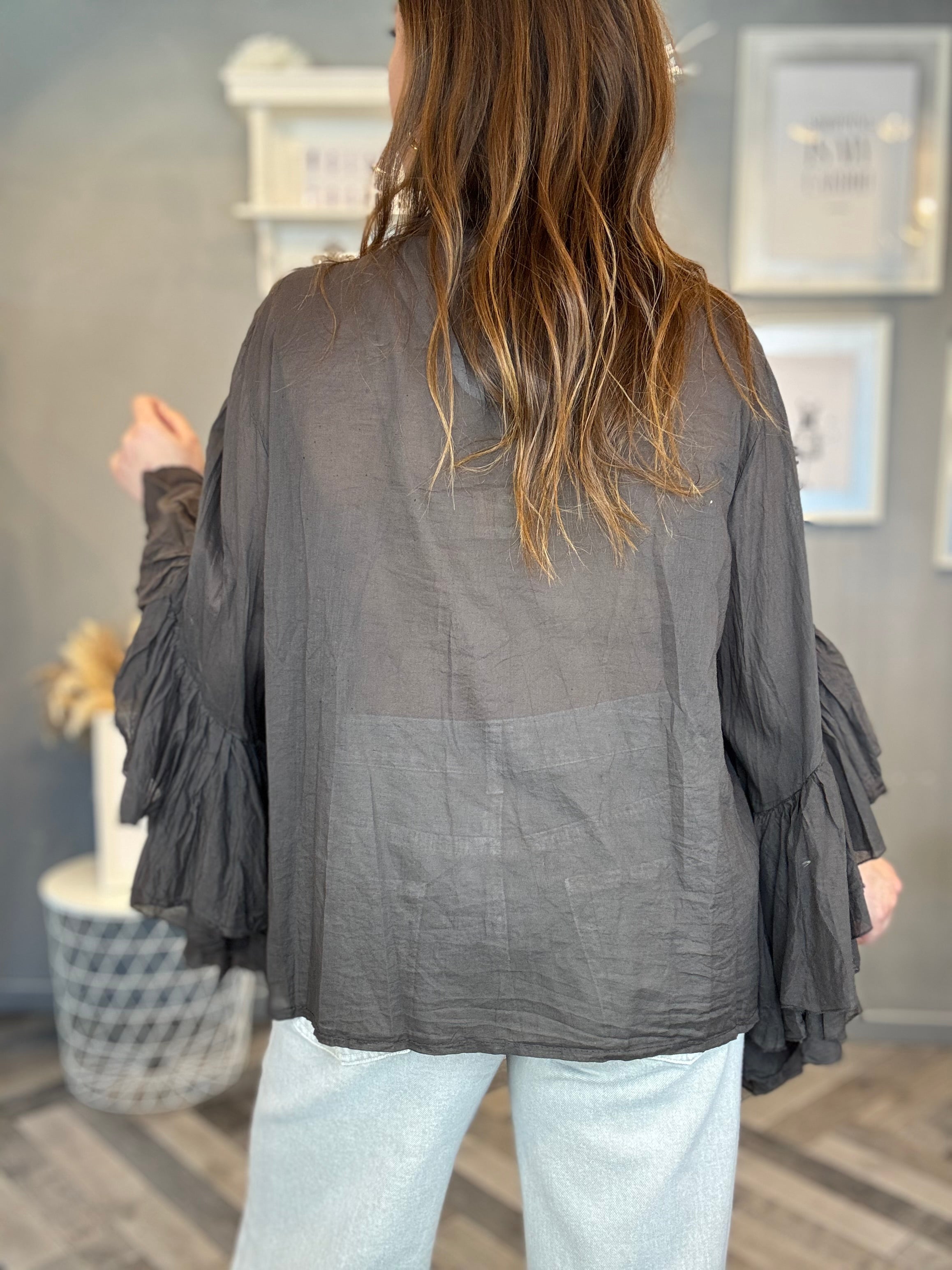 Blusa camicia volant moro