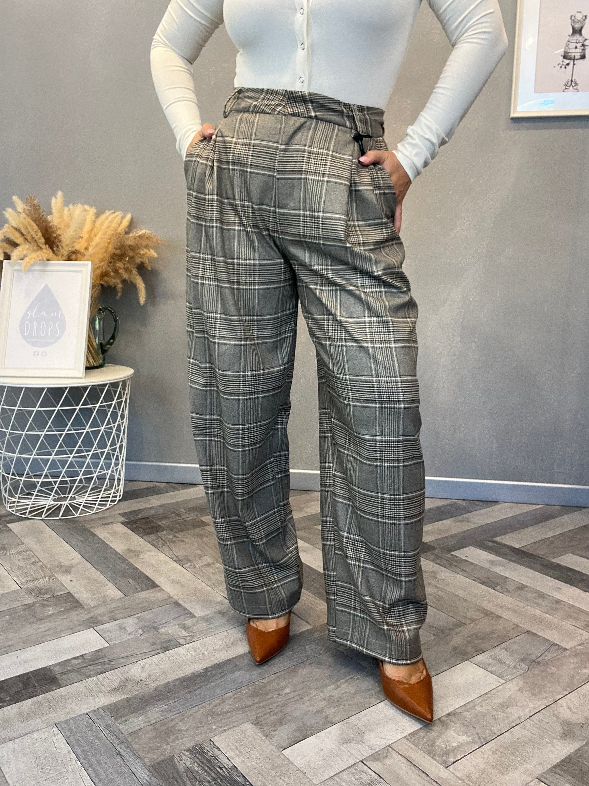 Lumina pantalone fango a quadri