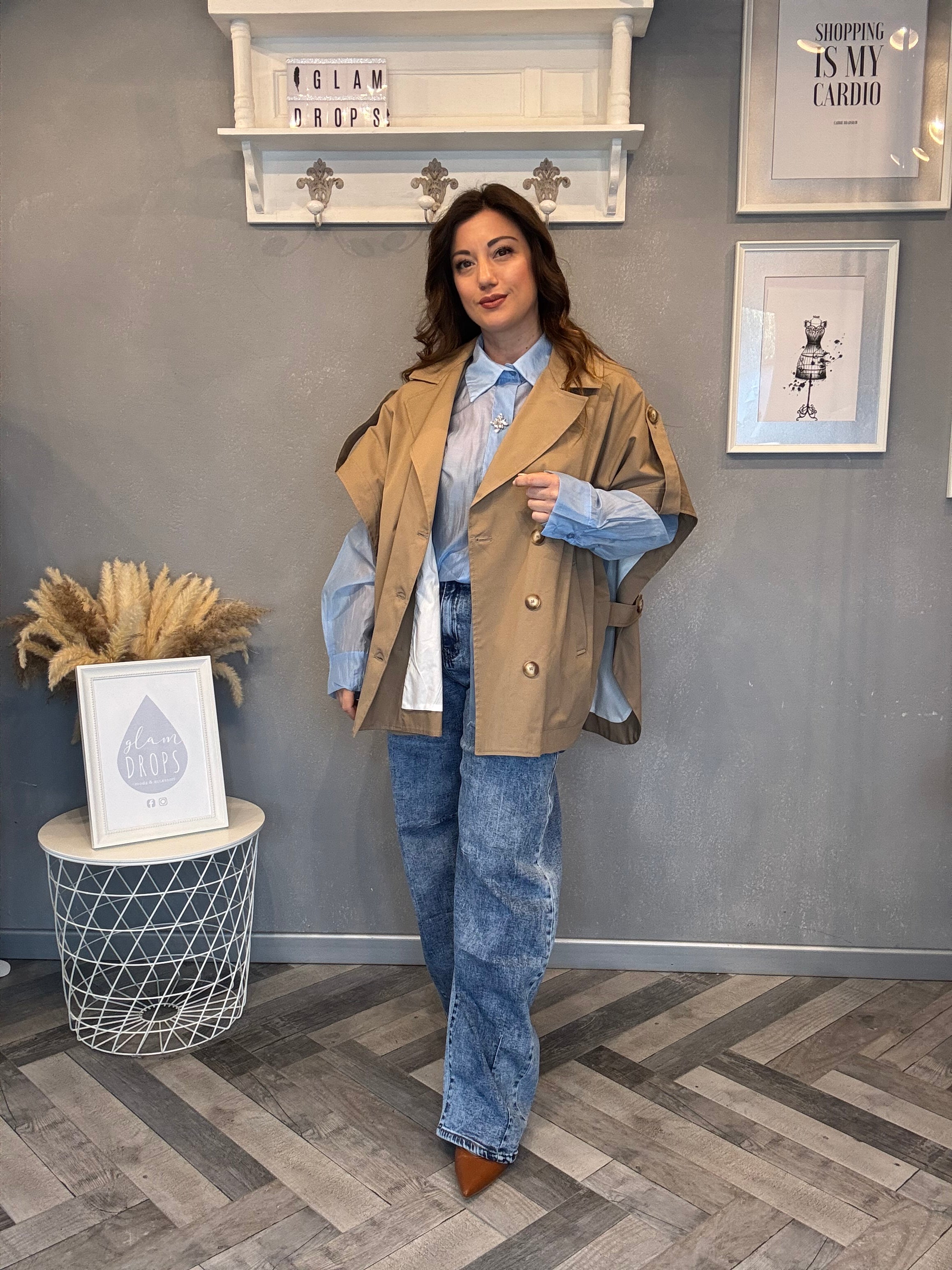 Trench smanicato gilet biscotto