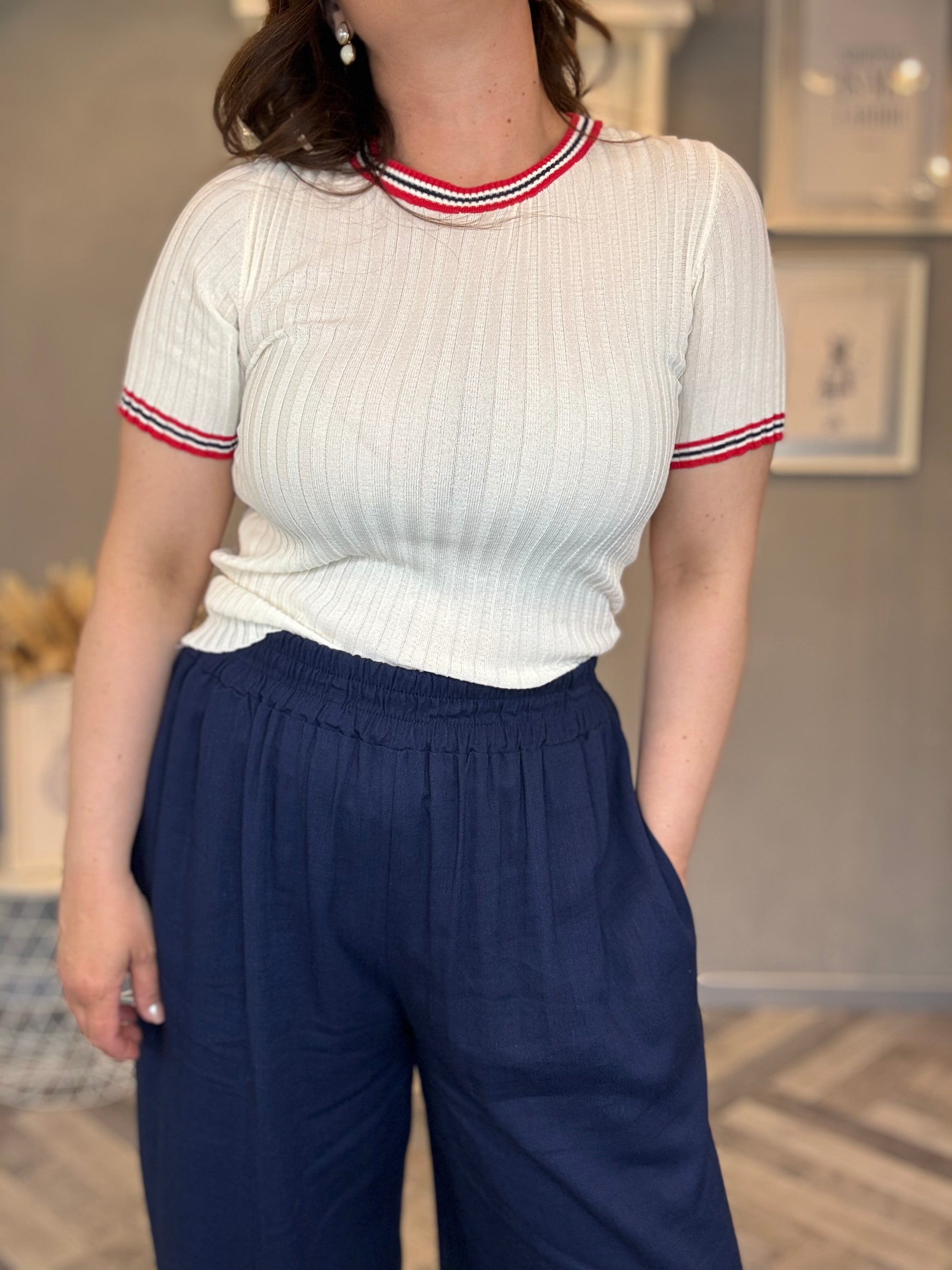 Lumina top in maglia a costine con righe