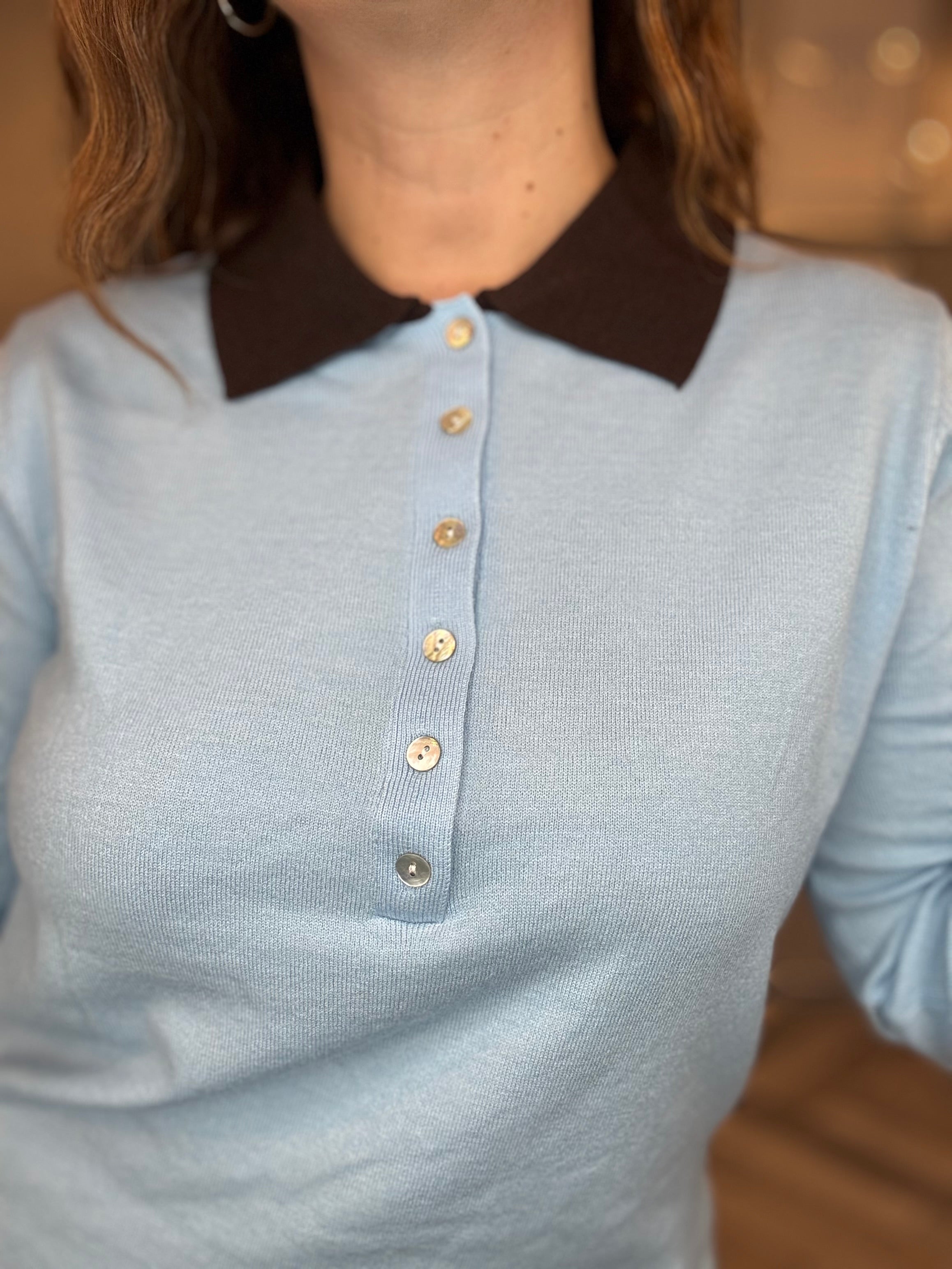 Maglia polo con colletto a contrasto