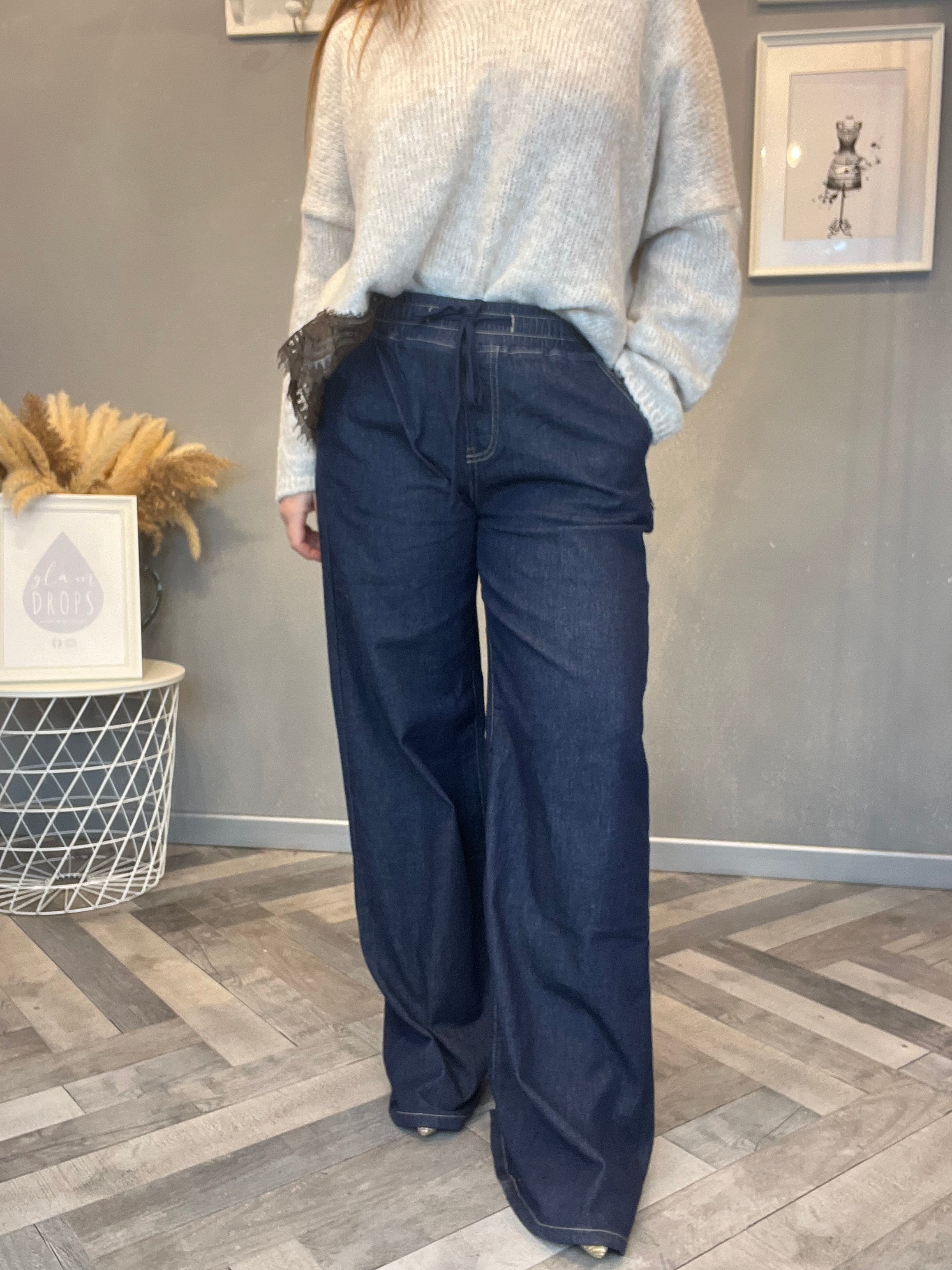 Jeans palazzo con coulisse