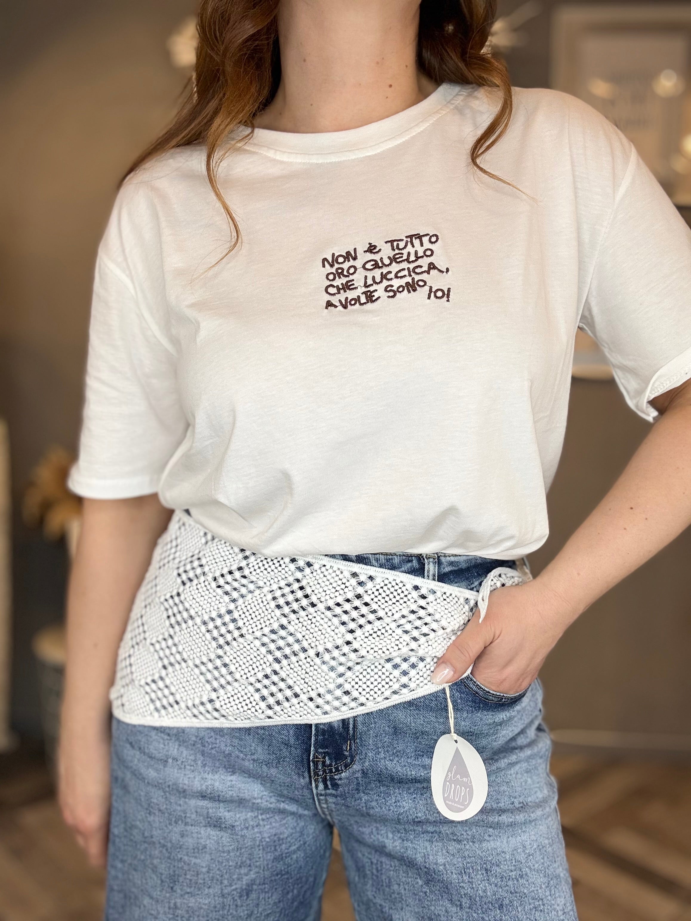 T-shirt Non è tutto oro color cioccolato