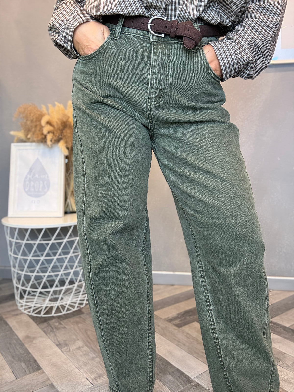Jeans Urban barrel verde militare