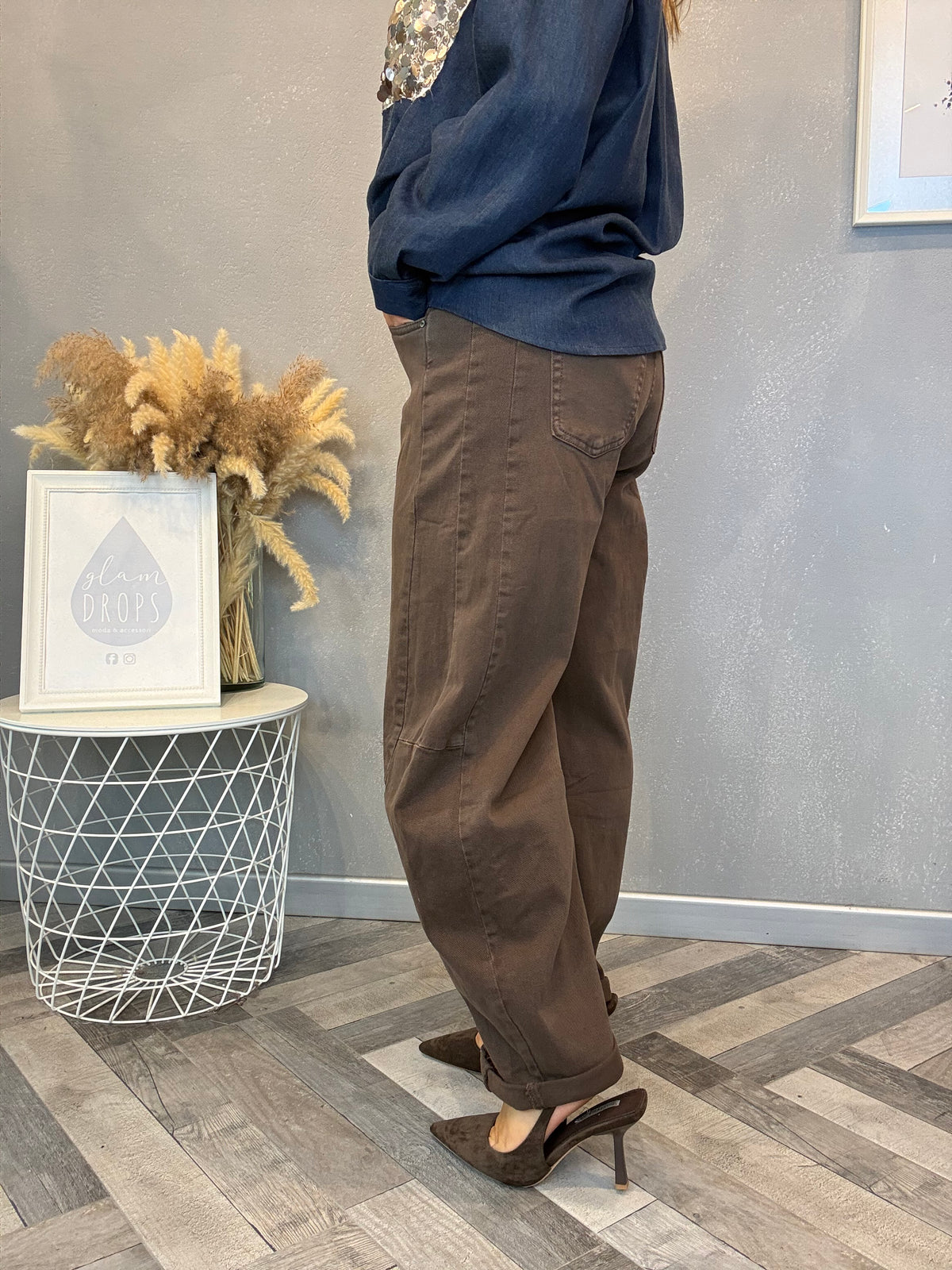 Jeans barrel soft cioccolato