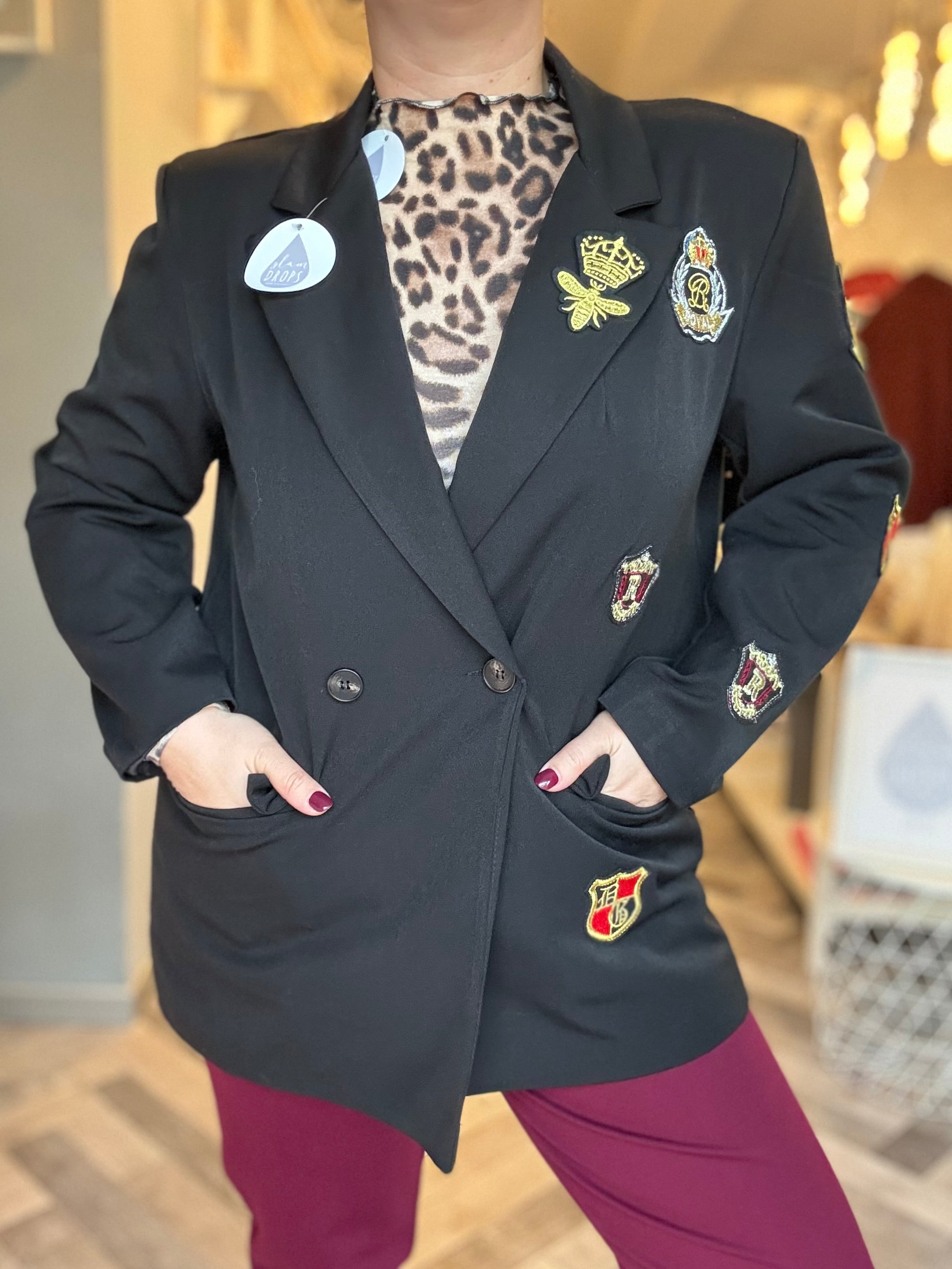 Blazer nero patch stemmi