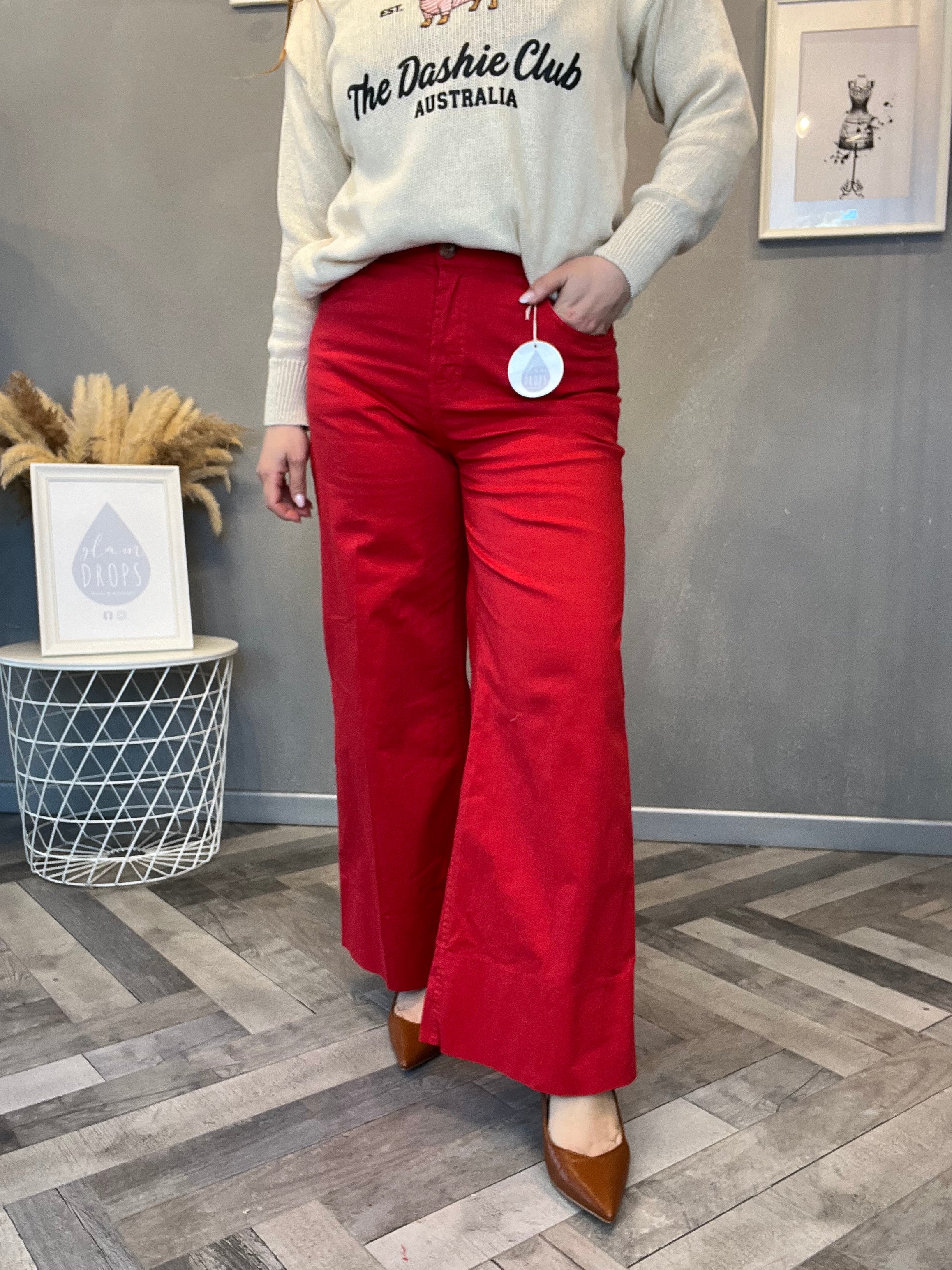 Pantalone wide leg rosso