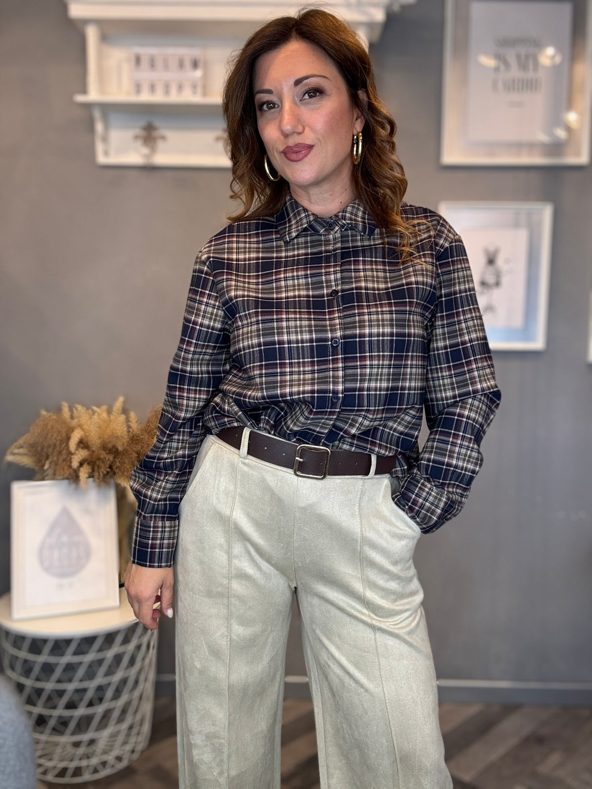 Pantalone Icon ecosuede sabbia con cintura