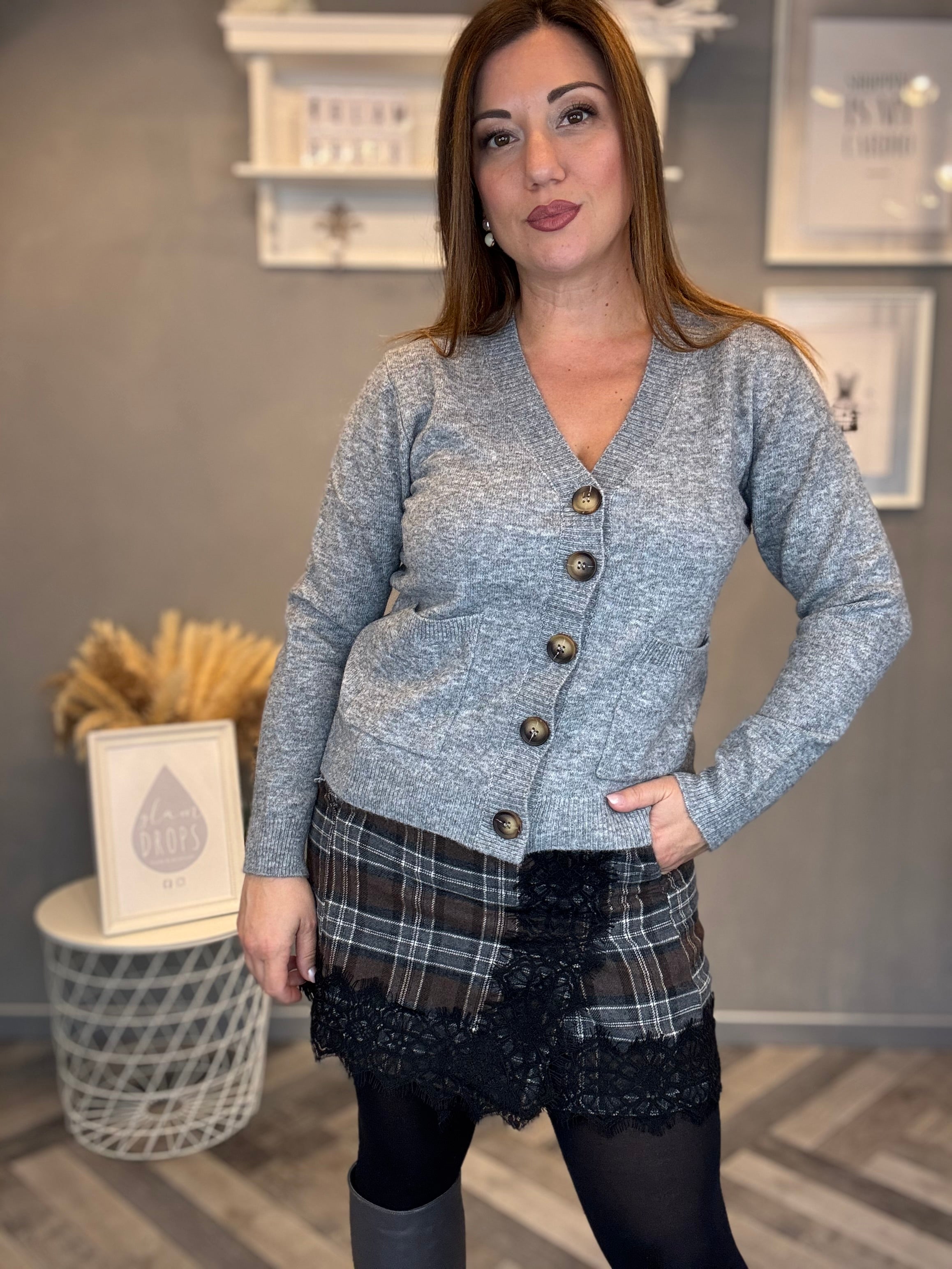 Cardigan basic grigio