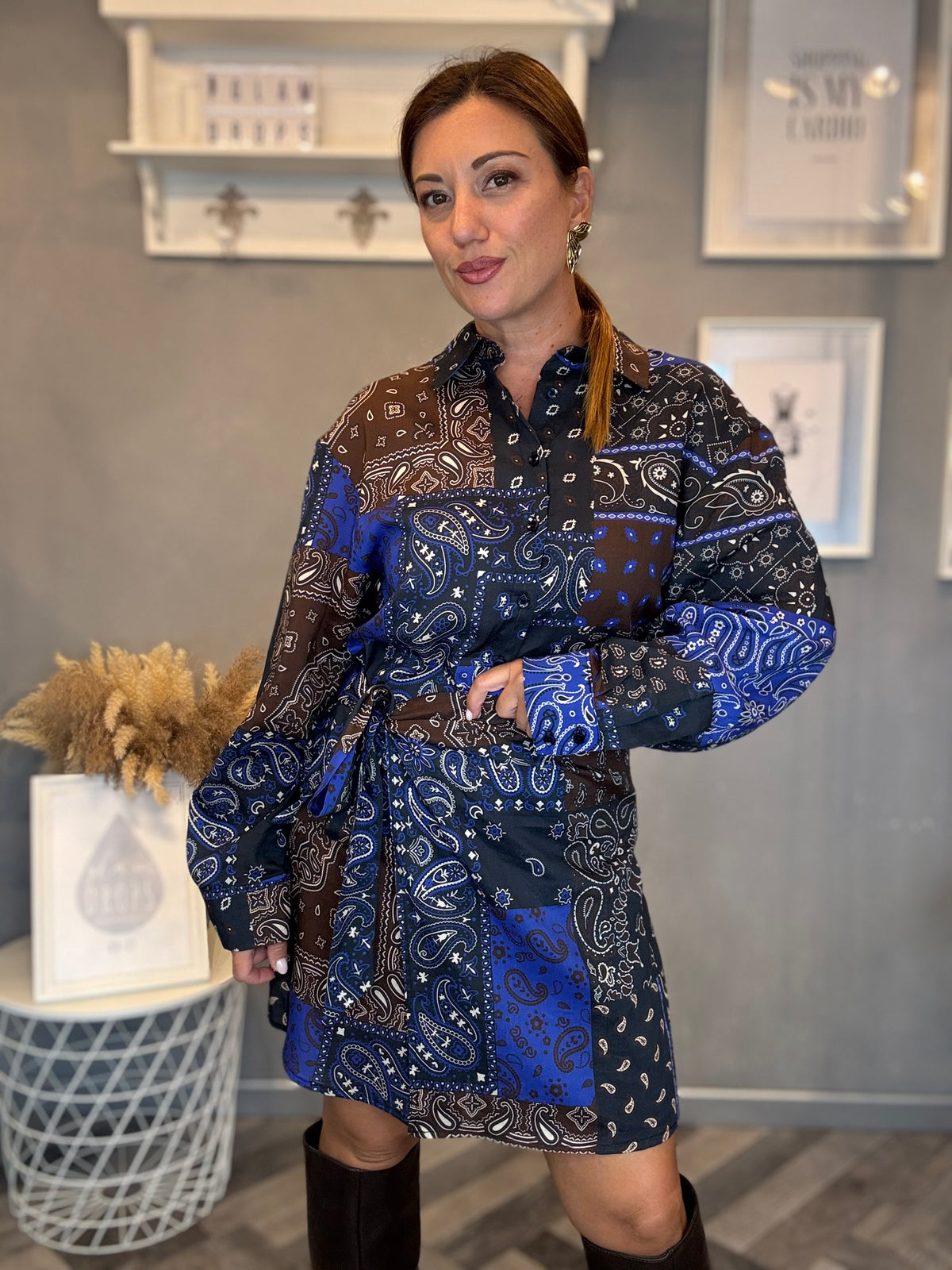 Lumina abito bandana blu