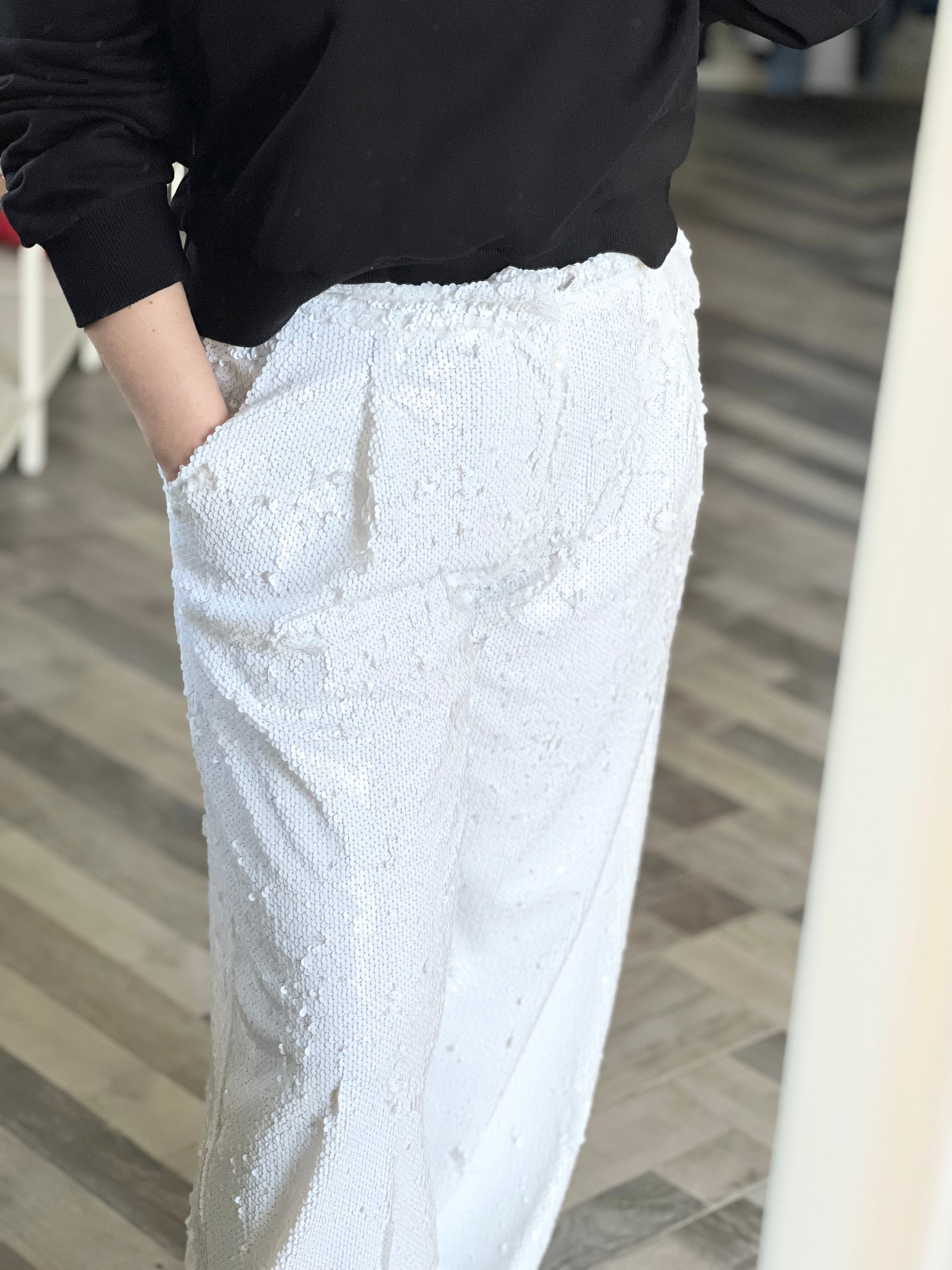 Lumina pantaloni paillttes bianchi