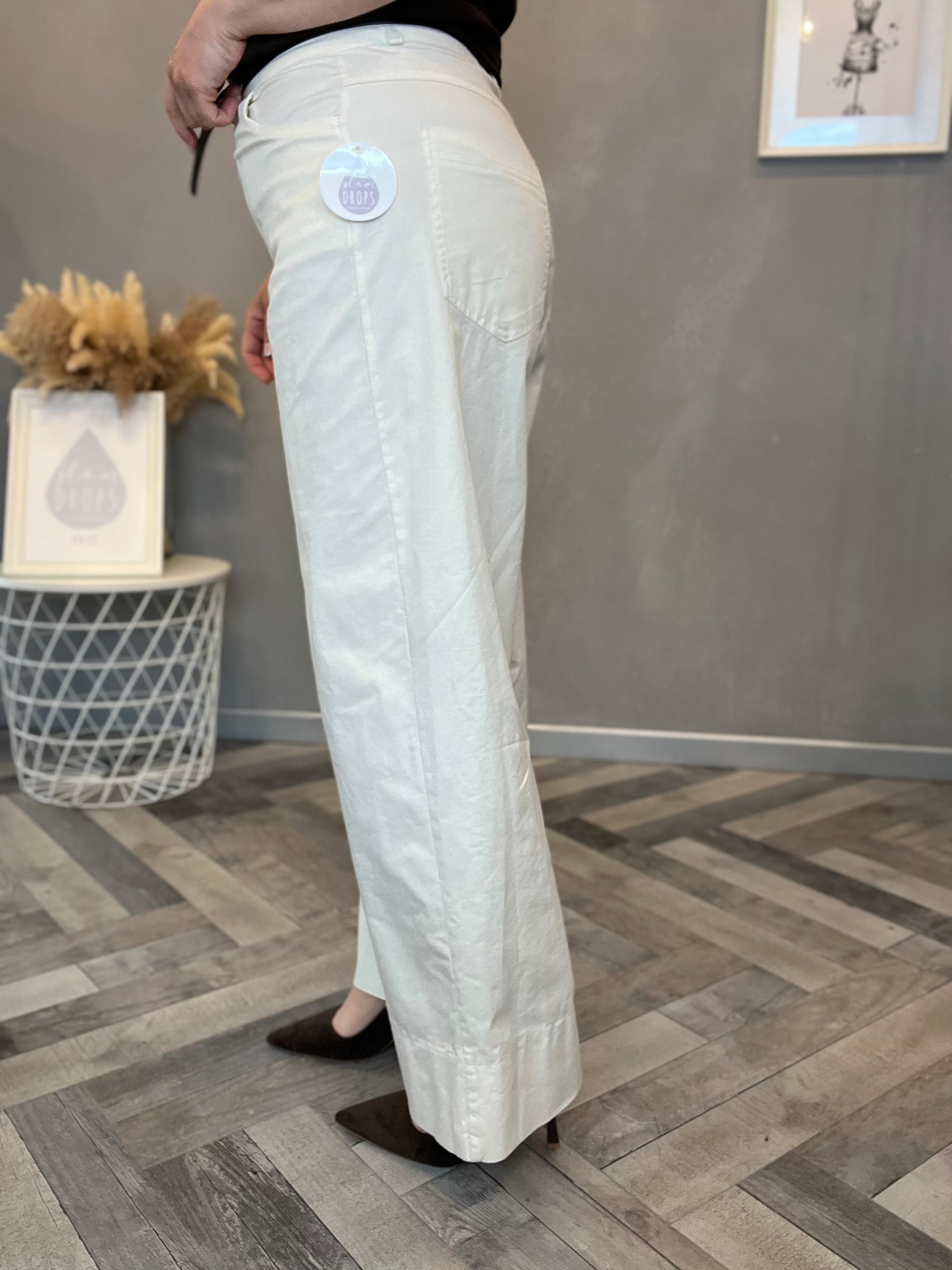 Pantalone wide leg panna in cotone