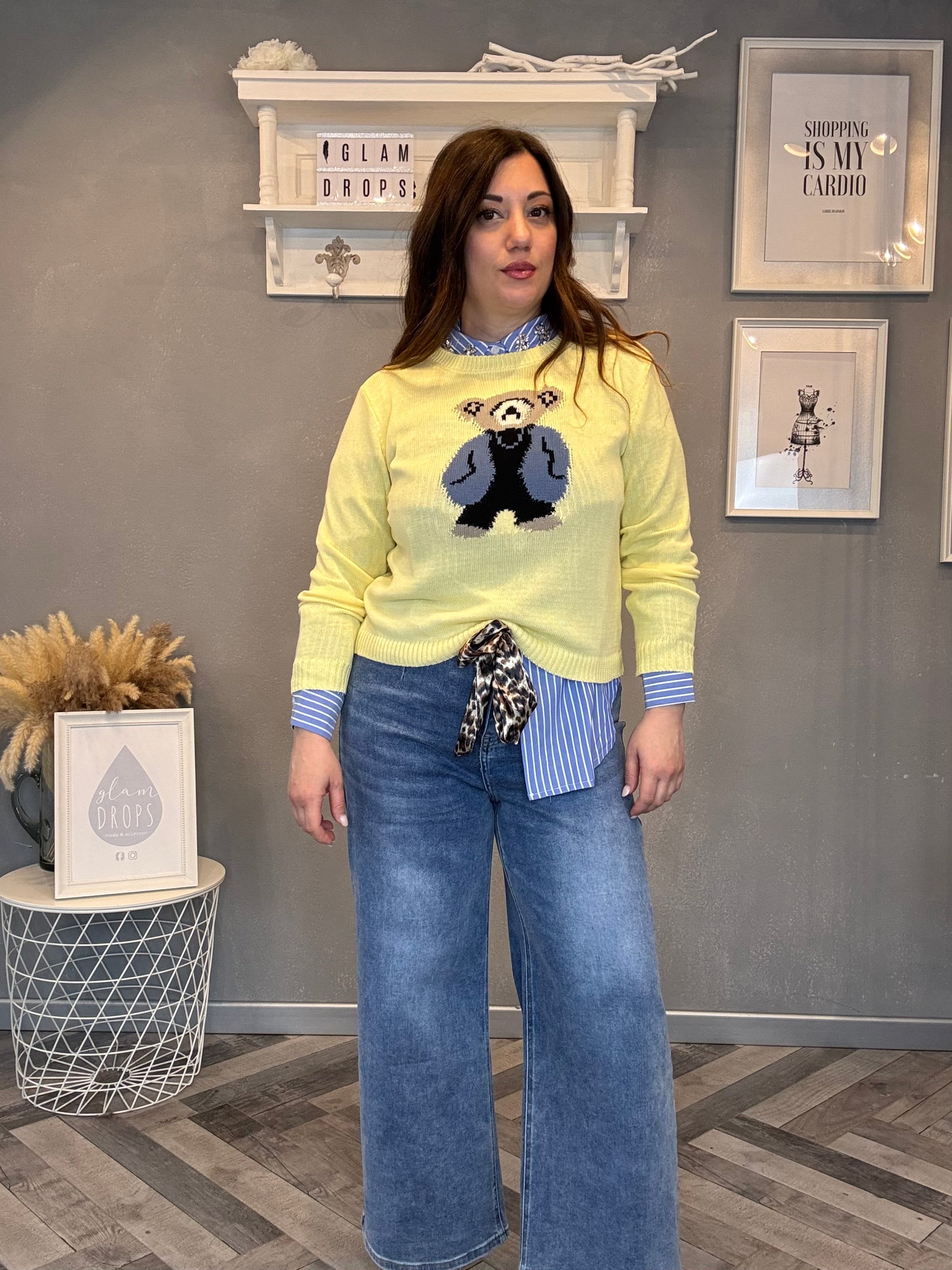 Maglioncino giallo con orsetto carta da zucchero
