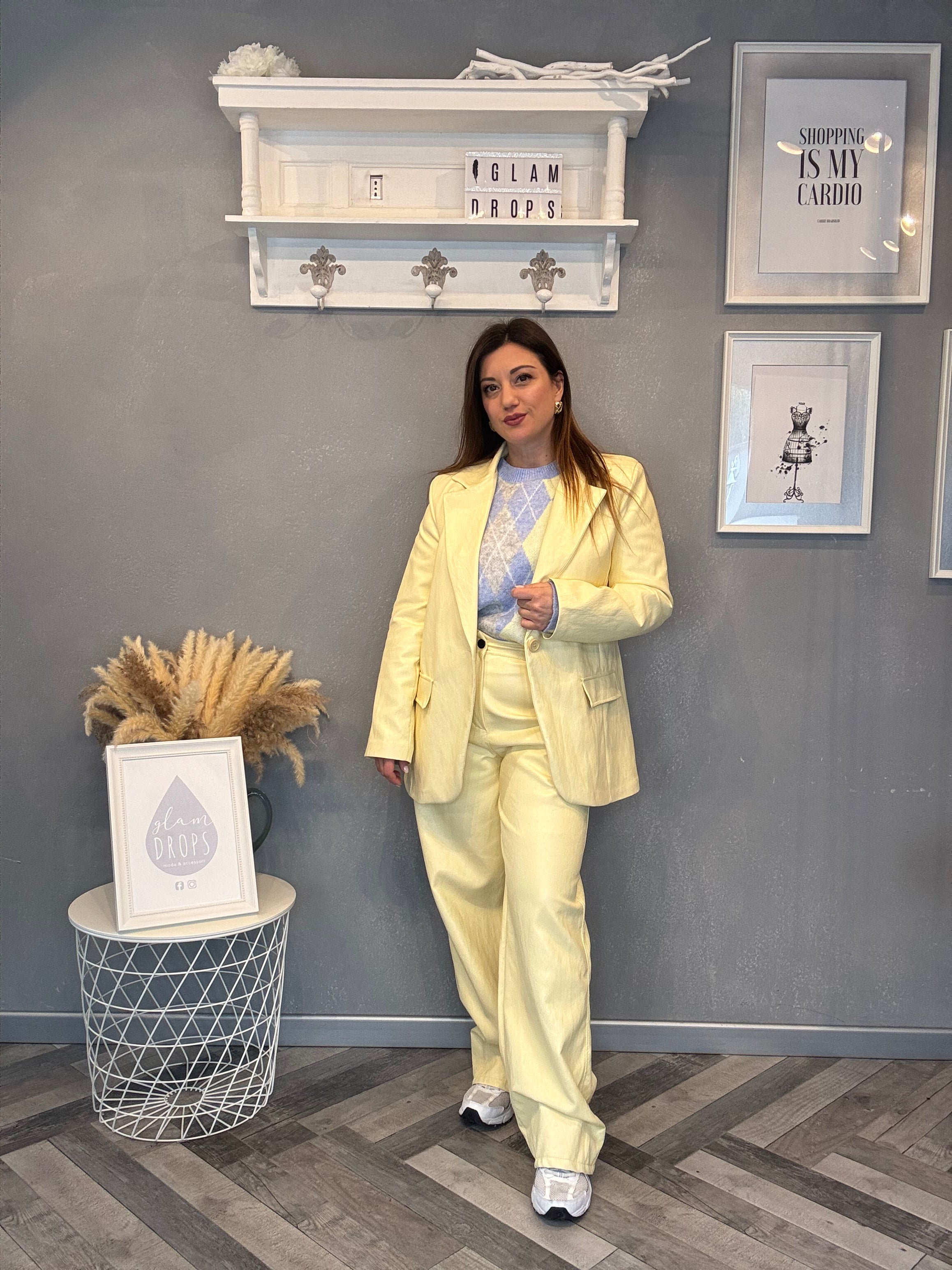 Blazer ecopelle giallo pastello