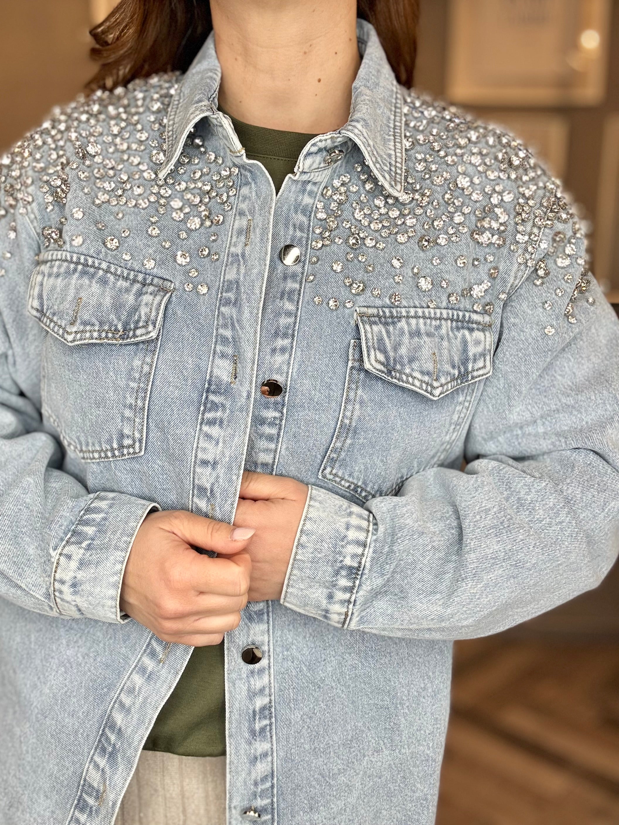 Giacca camicia in denim Diamonds