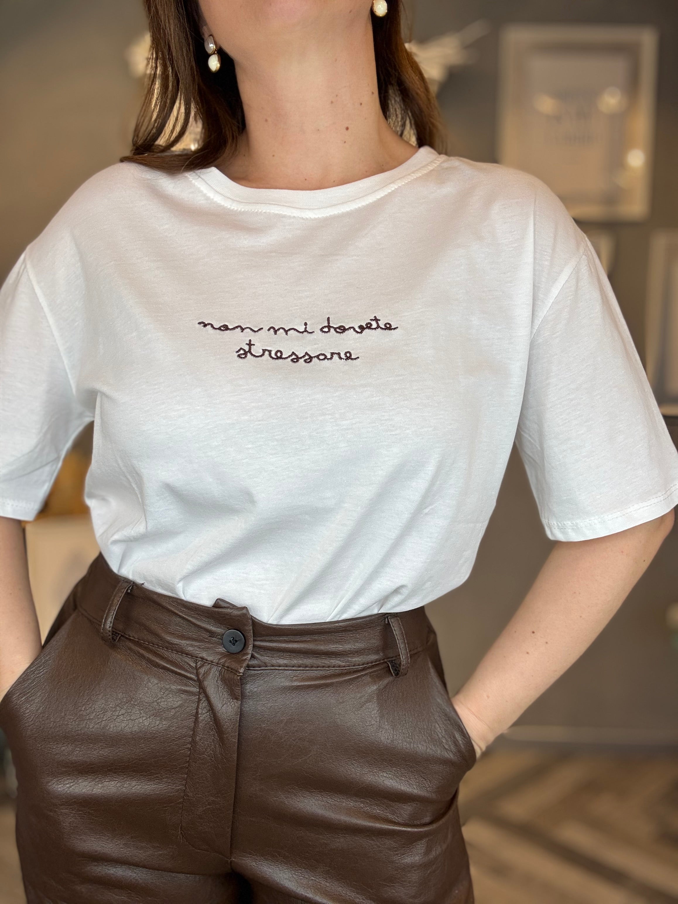 T-shirt Non mi dovete stressare cioccolato