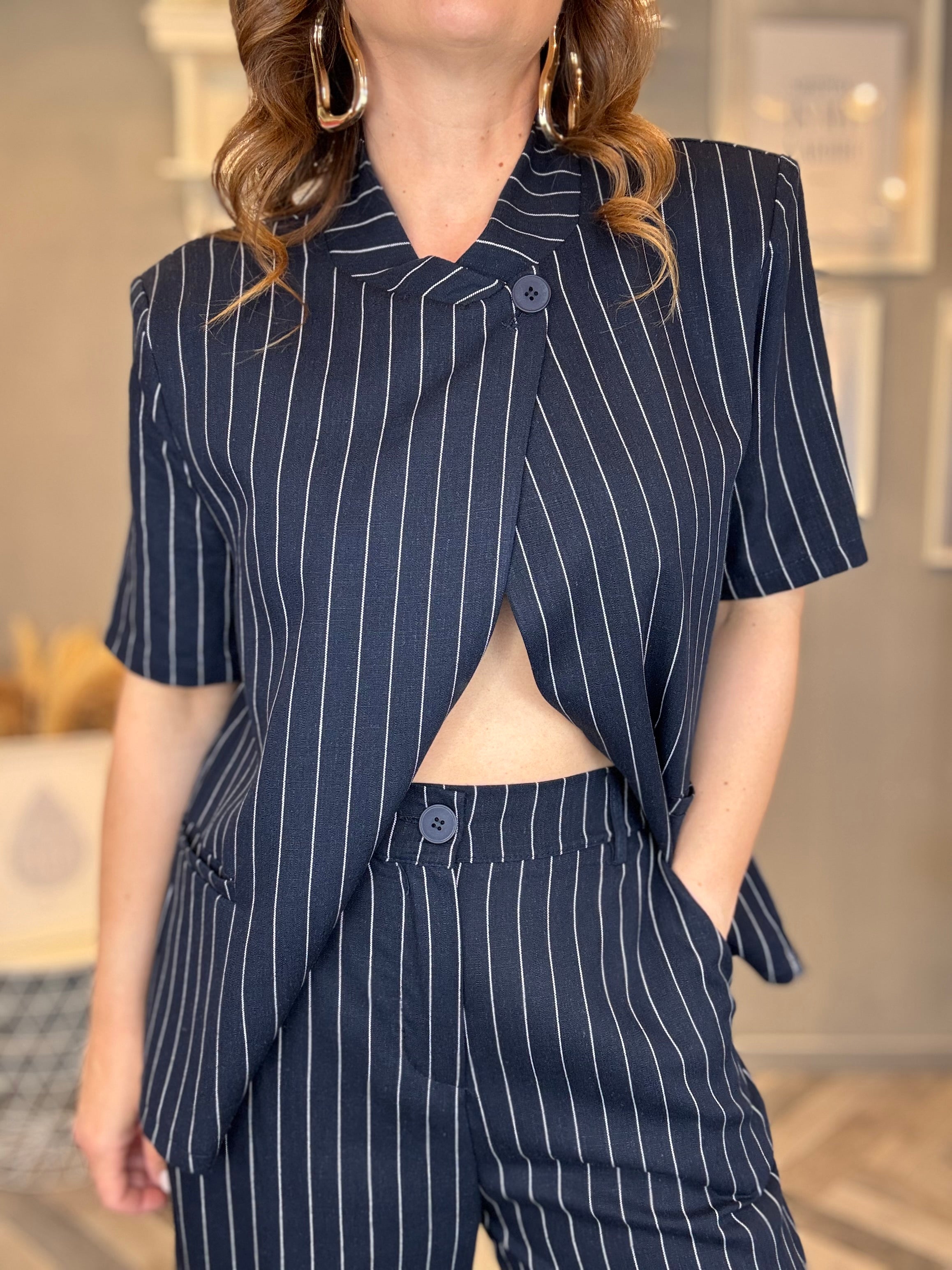 Set Icona gessato blu