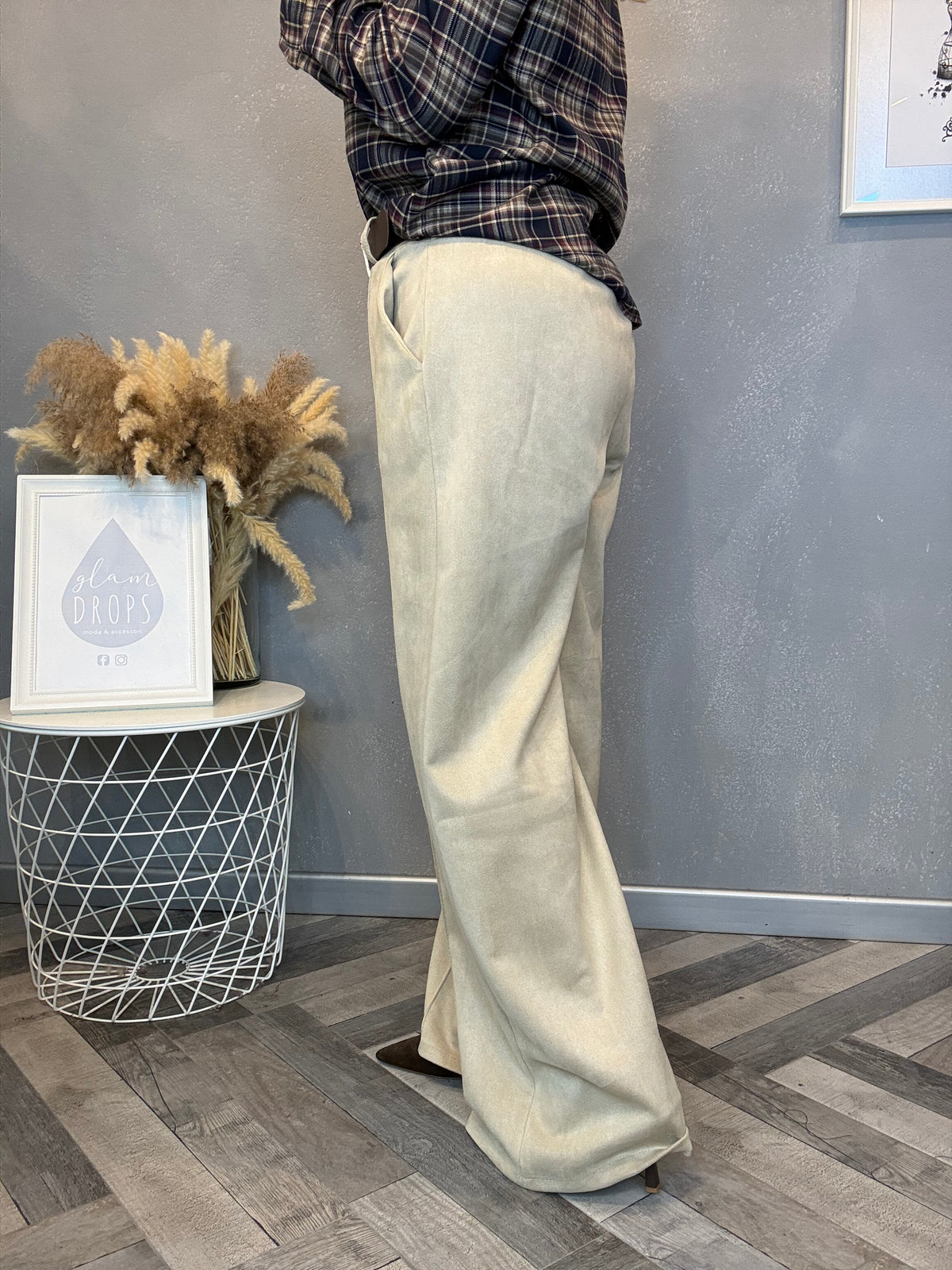 Pantalone Icon ecosuede sabbia con cintura