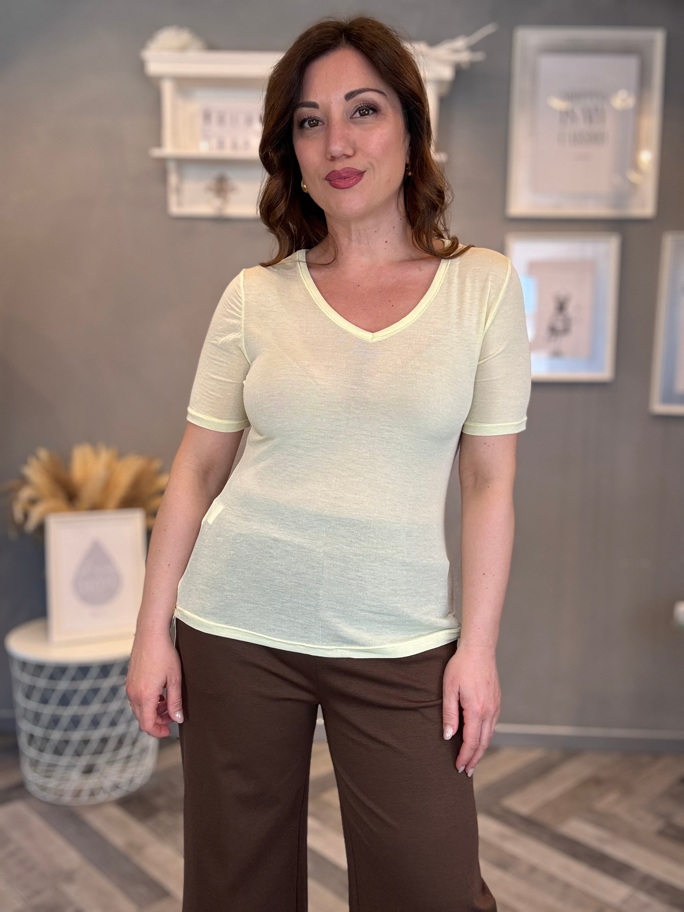 T-shirt in micromodal giallo pastello