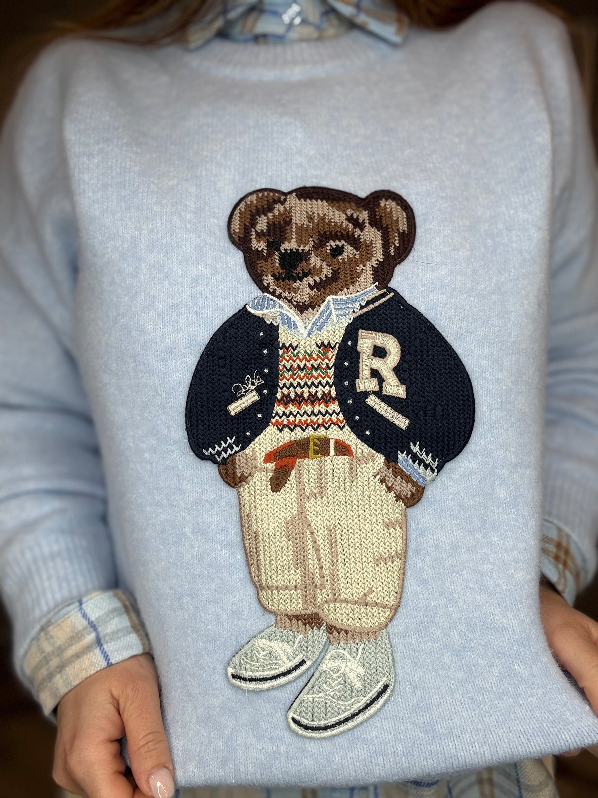 Maglione Teddy celeste
